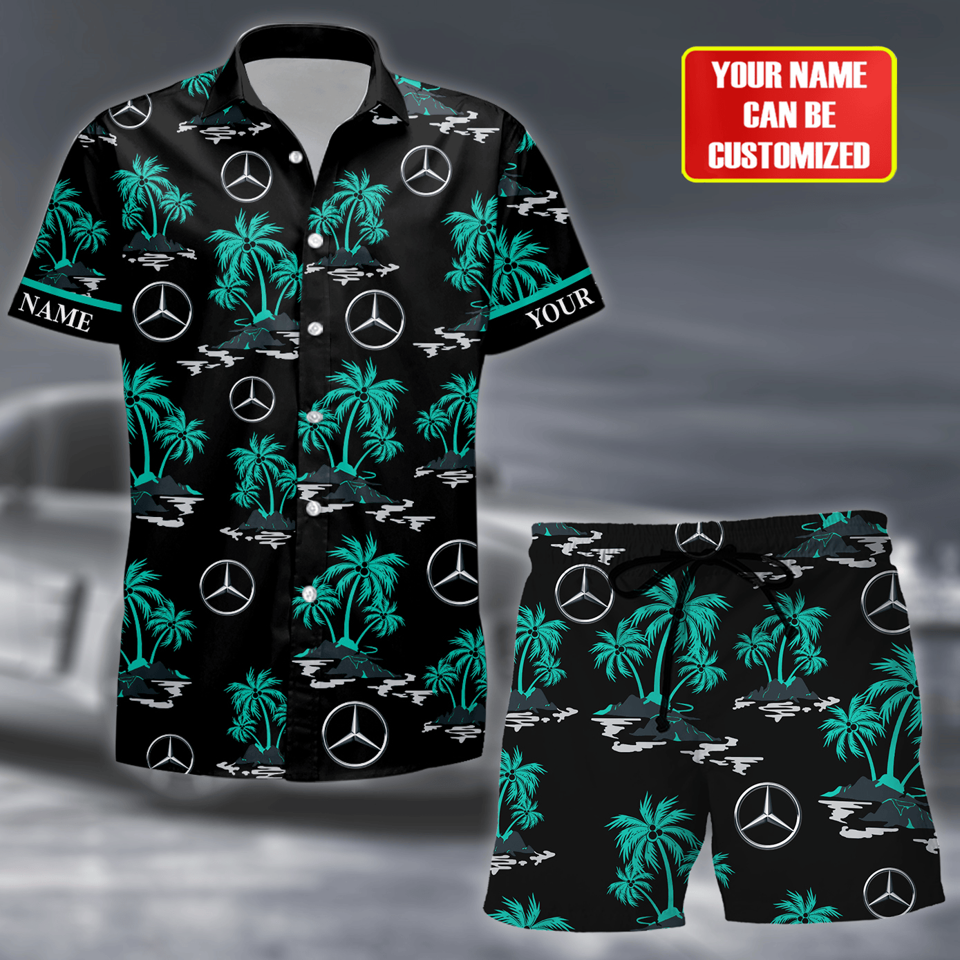 Merc AMG Petronas Hawaii Shirt Beach Short V9
