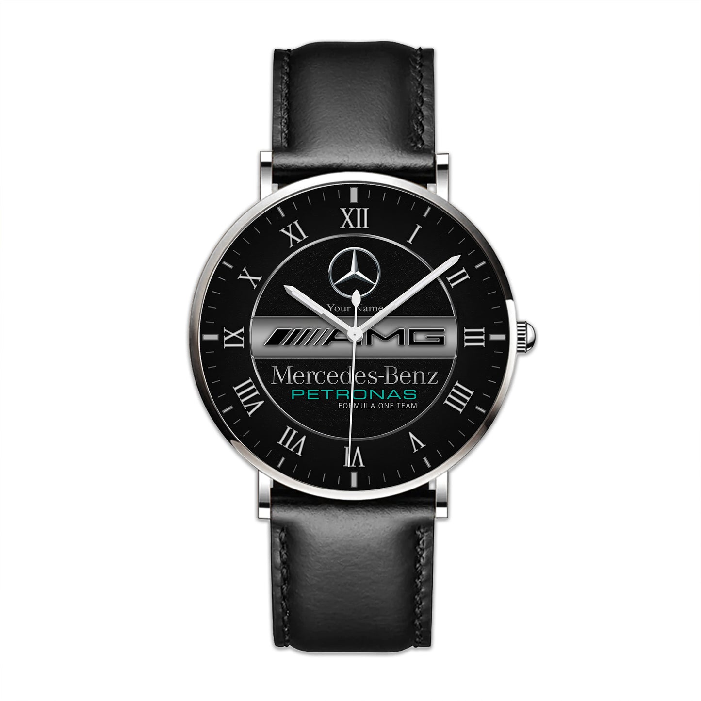 Personalized Merc AMG Petronas Quartz Leather Watch Q170304