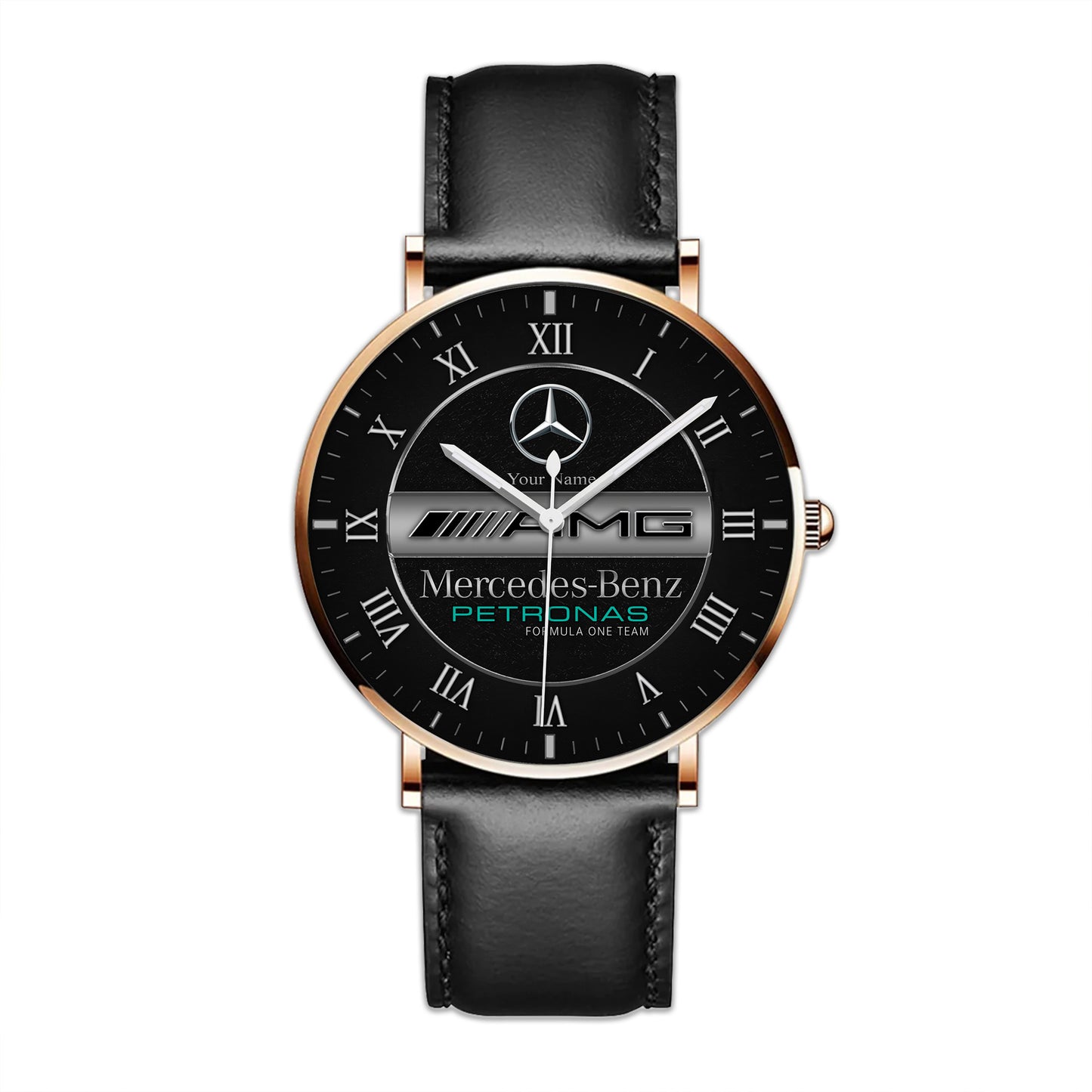 Personalized Merc AMG Petronas Quartz Leather Watch Q170304