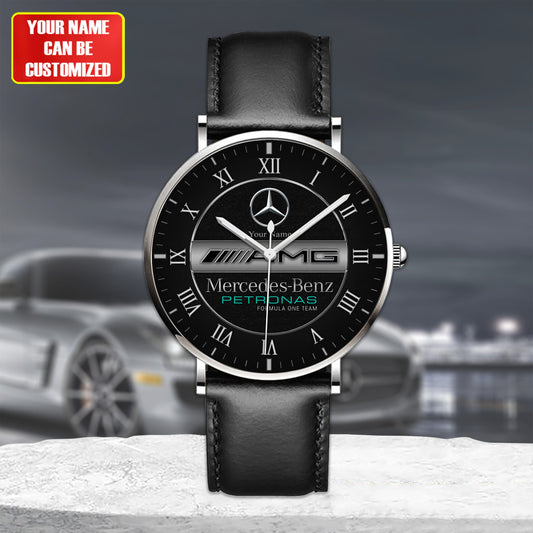 Personalized Merc AMG Petronas Quartz Leather Watch Q170304
