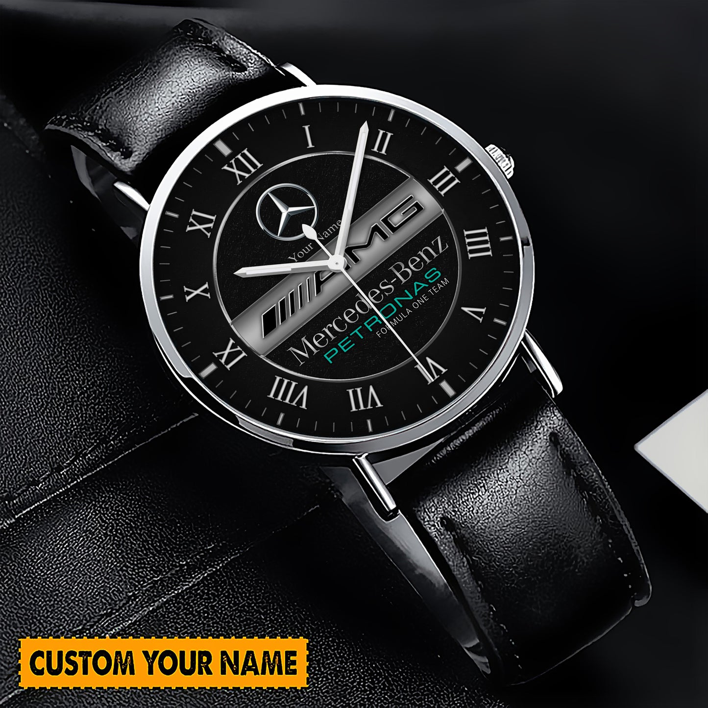 Personalized Merc AMG Petronas Quartz Leather Watch Q170304