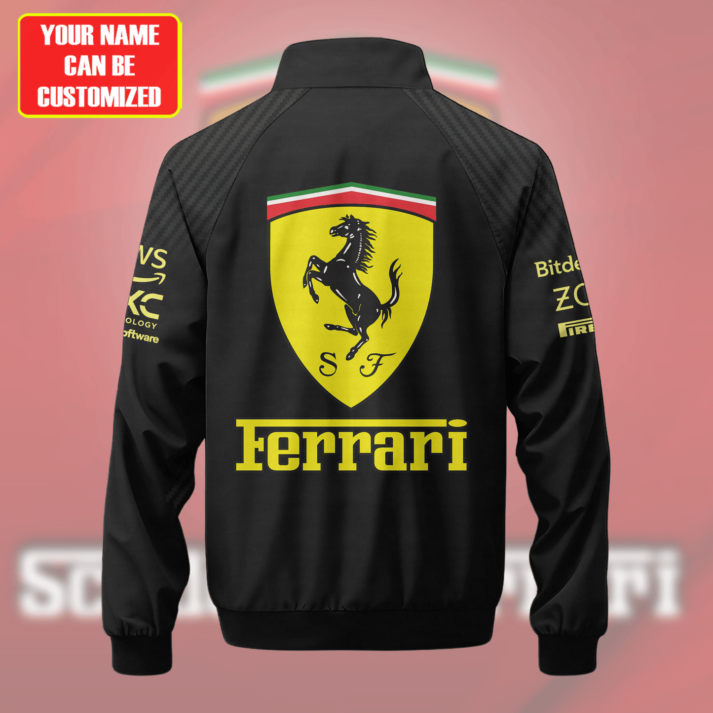 Personalized SF Racing Italian F1 Zipper Stand Collar Jacket 3D