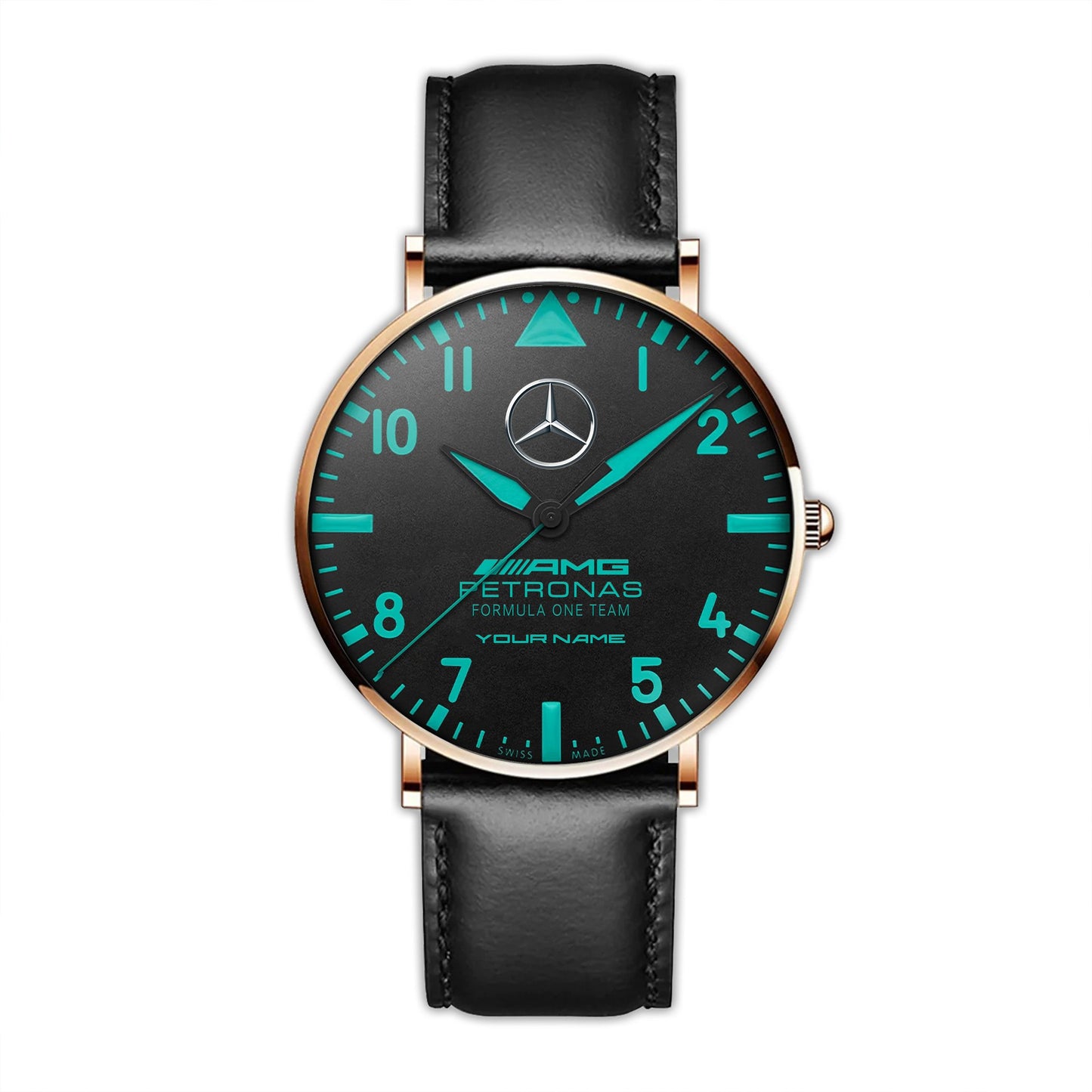 Personalized Merc AMG Petronas Quartz Leather Watch V2