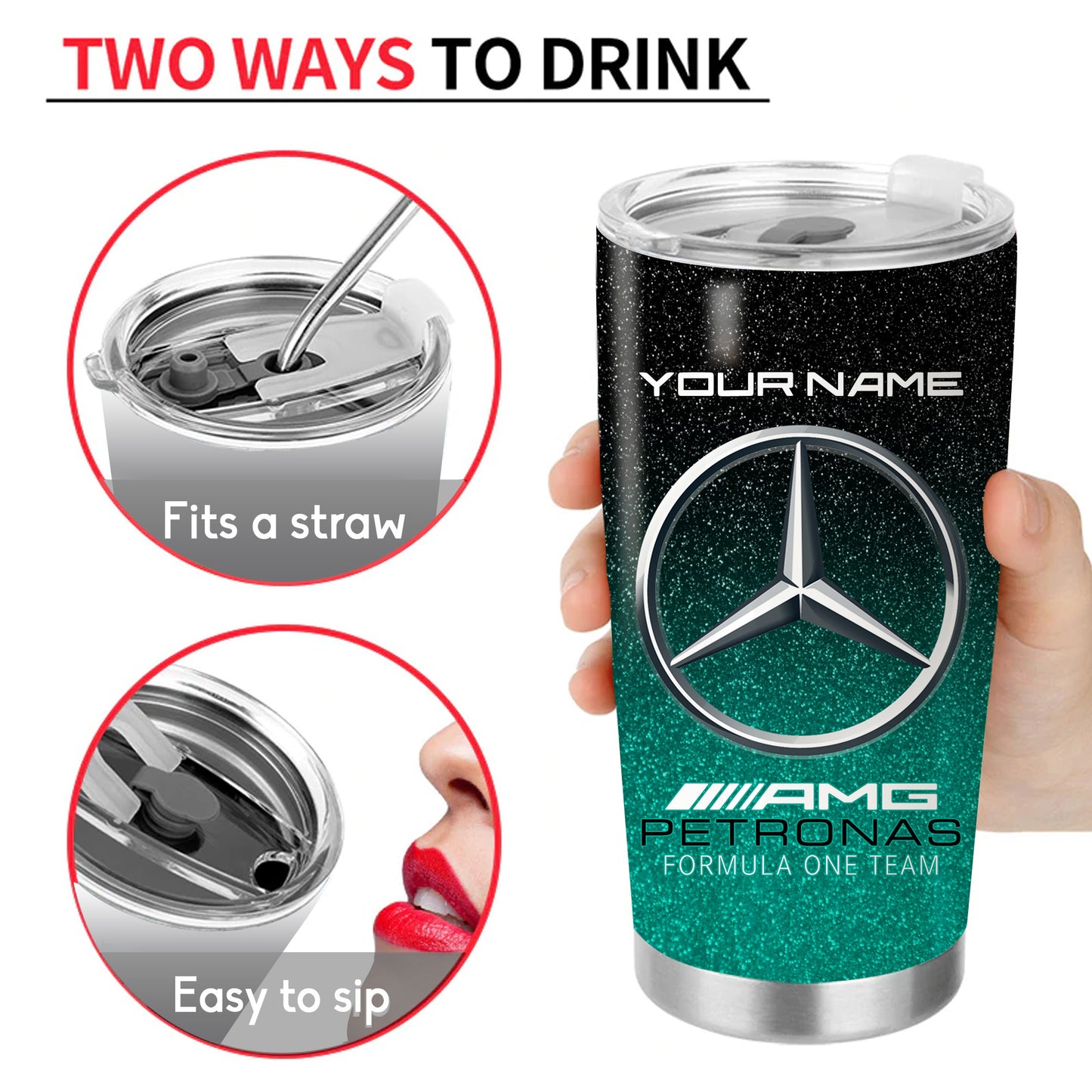 Personalized Merc AMG Petronas Stainless Tumbler 20oz 30oz Cup