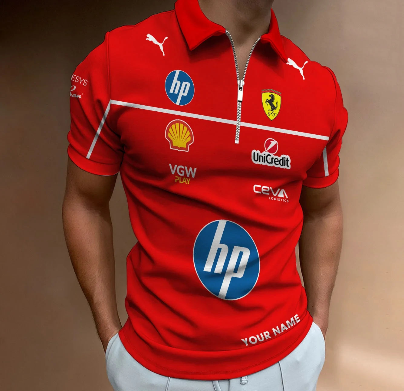 Personalized SF Racing F1 Racing 3D Full Printing Set , SF Racing Shirt , Zipper Polo, Hoodie , Short , Polo ,hawaii