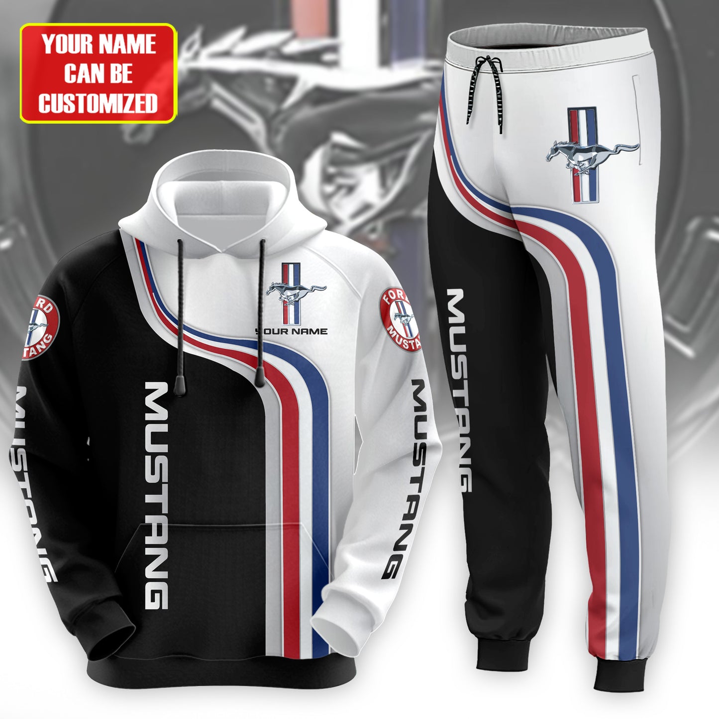 Personalized F Mustang 3D All over Printed Hoodie and Sweatpants set