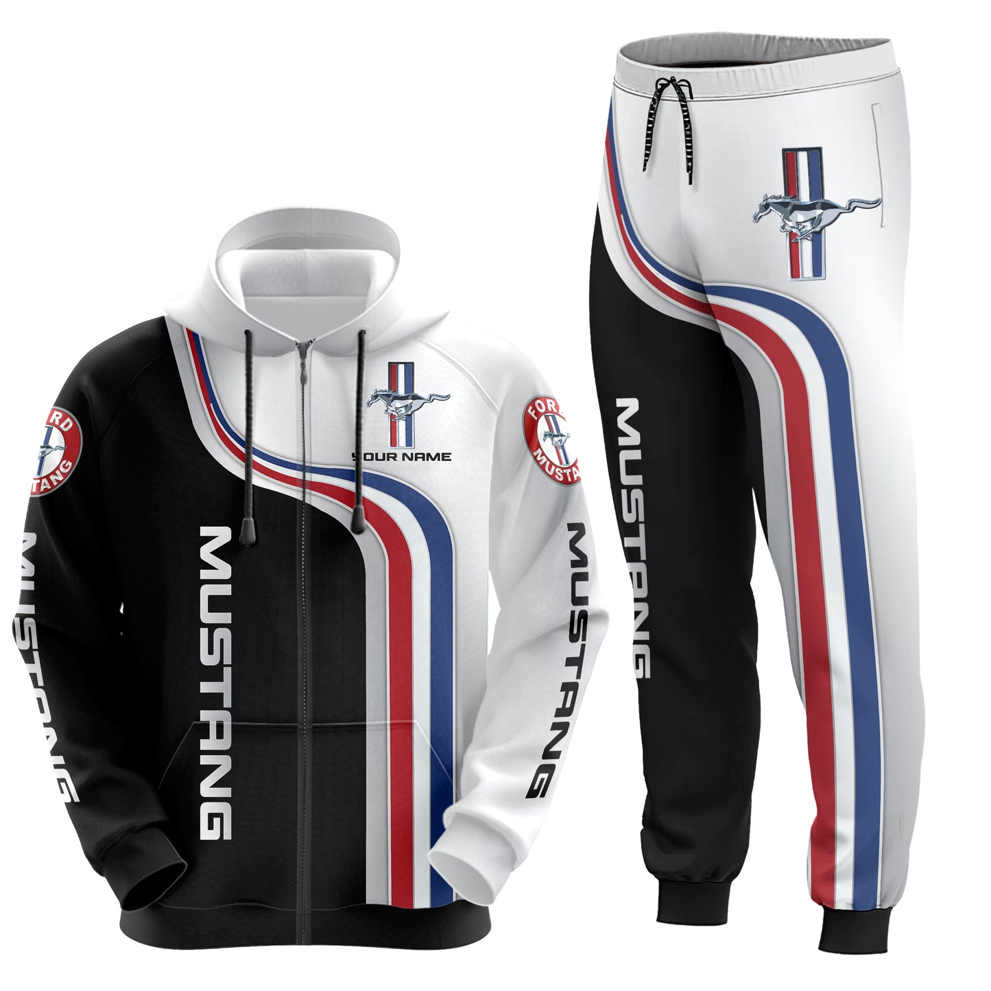 Personalized F Mustang 3D All over Printed Hoodie and Sweatpants set