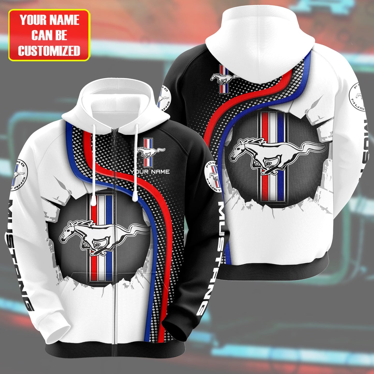 Personalized F Mustang All over Printed Hoodie and Sweatpants set