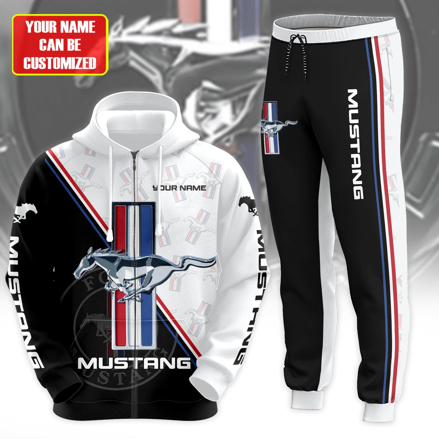 Personalized F Mustang Q3 3D All over Printed Hoodie and Sweatpants set