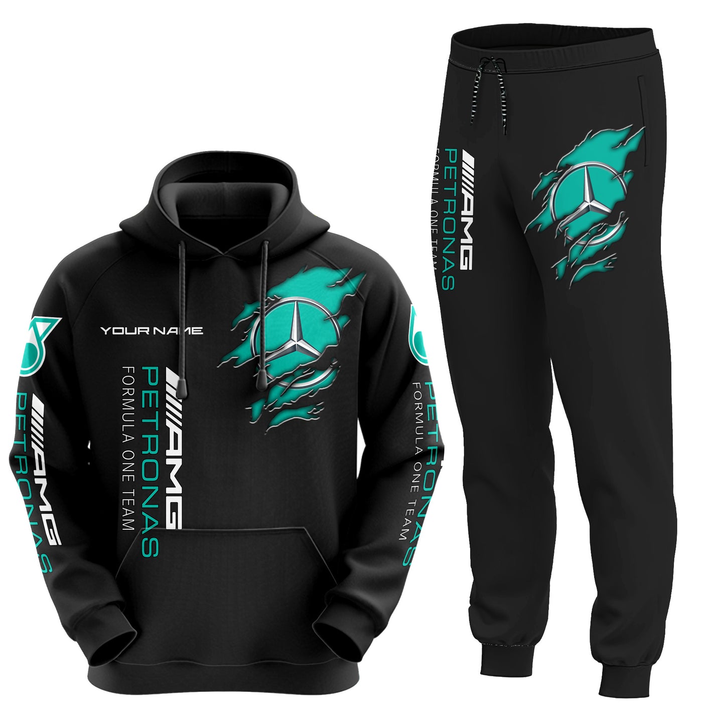 Personalized Merc AMG Petronas Classic 3D All over Printed Hoodie and Sweatpants set