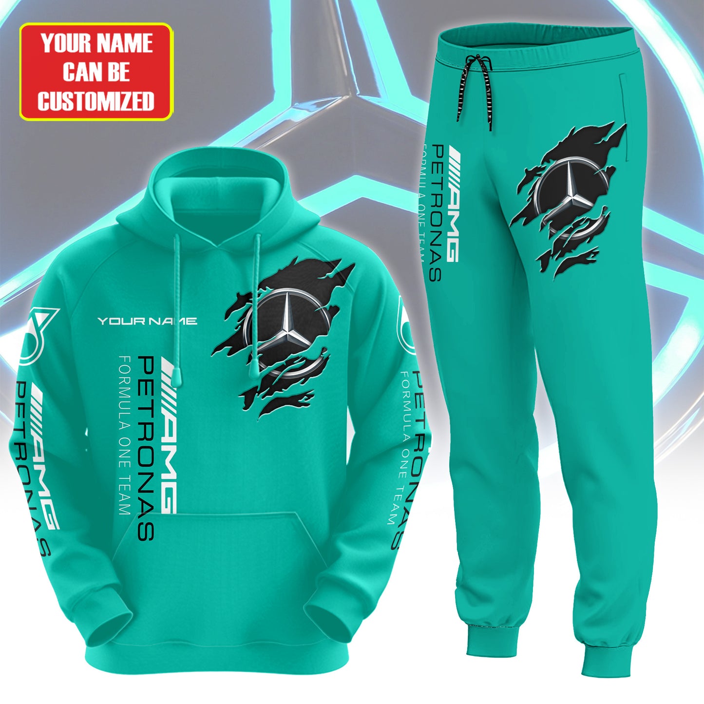 Personalized Merc AMG Petronas Classic 3D All over Printed Hoodie and Sweatpants set