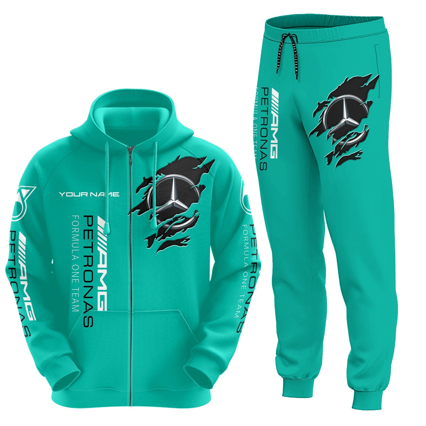 Personalized Merc AMG Petronas Classic 3D All over Printed Hoodie and Sweatpants set