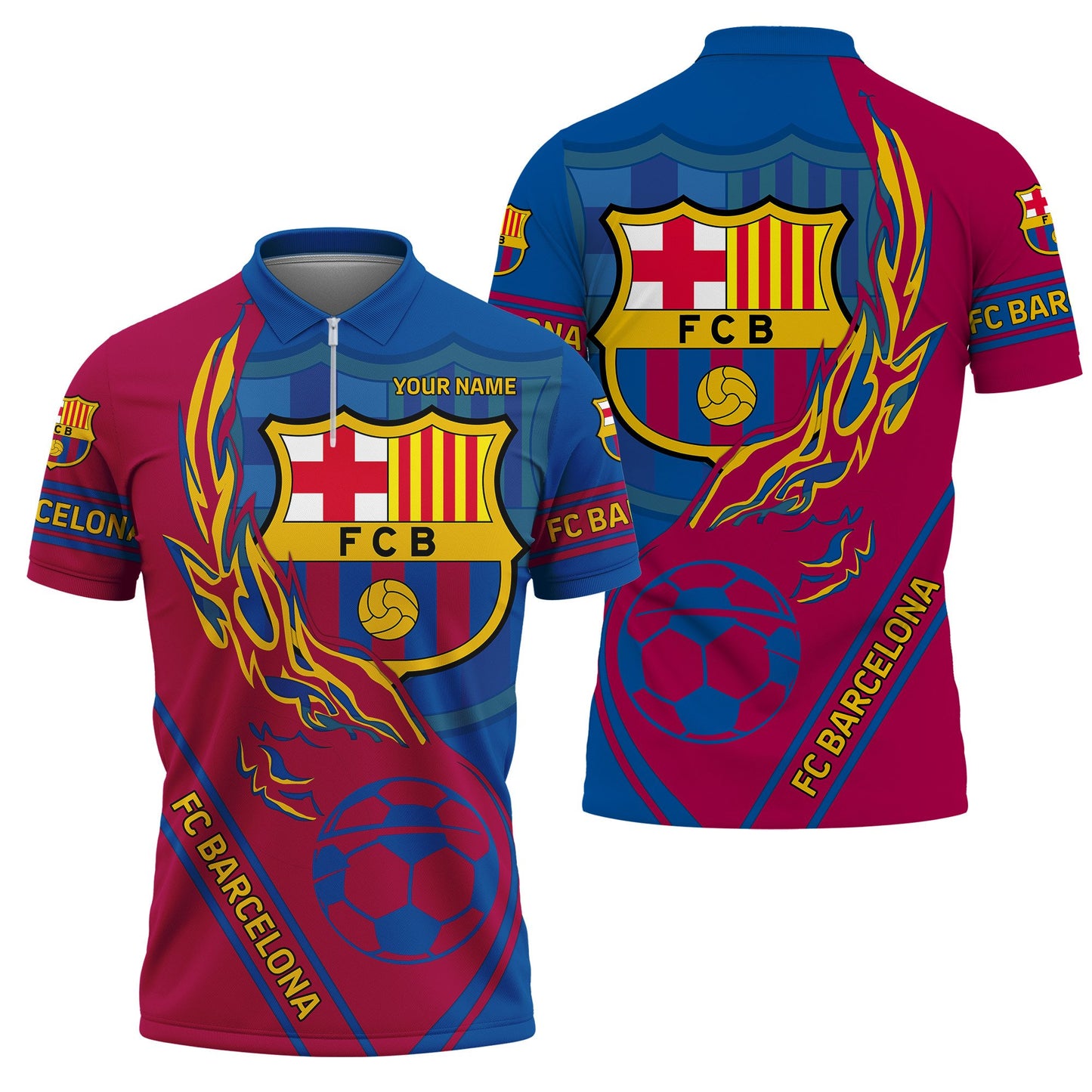 Personalized Barcelona Fire 3D Full Printing Set , Barcelona Fire Shirt , Barcelona Set , Zipper Polo, Hoodie , Short , Polo , hawaii , ...