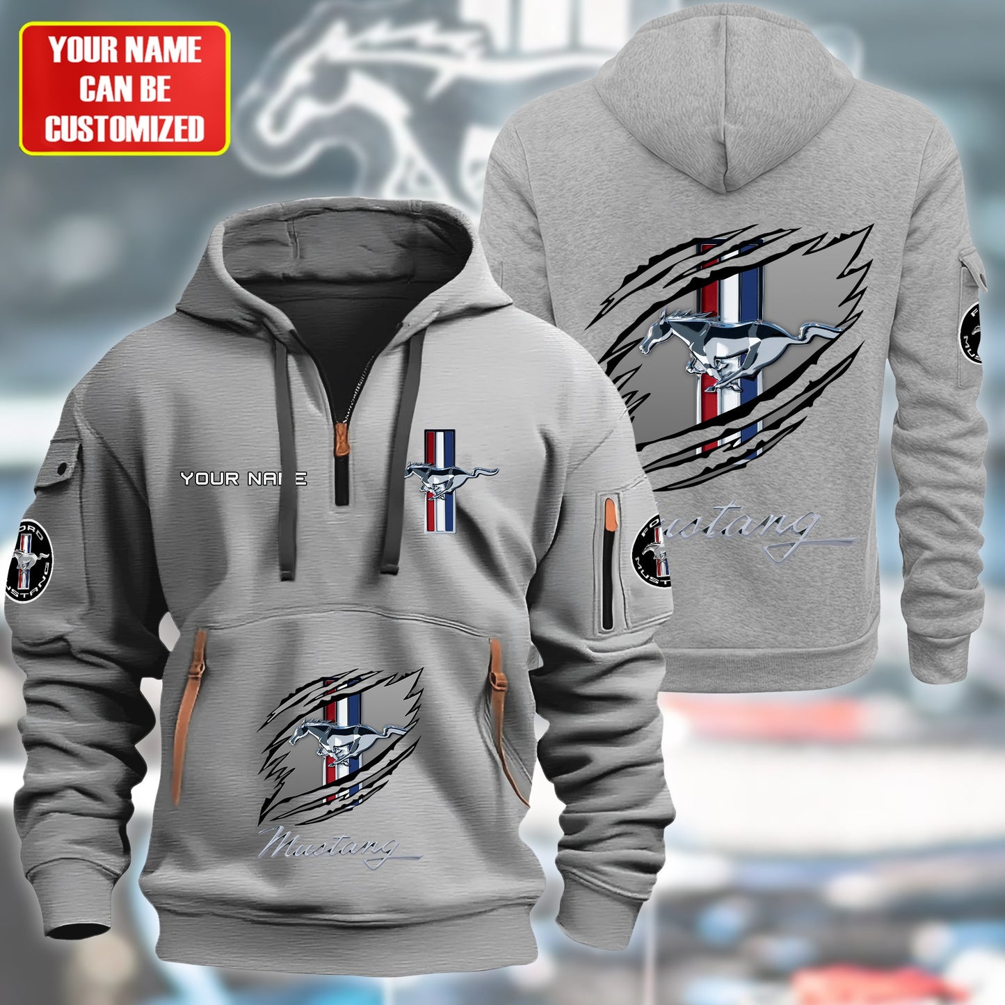 Personalized F Mustang Tear Zip-Hoodie Cotton Jacket