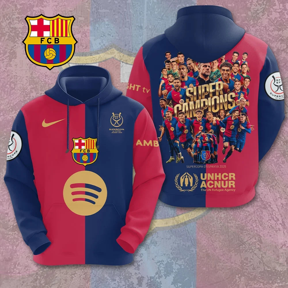 Personalized Barça Super Copa 2025 3D Full Printing Premium Set , Barça Premium Shirt , Hoodie , Short , Polo ,hawaii