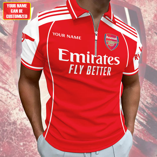 Personalized Arsenal Uniform 3D Full Printing Set , Arsenal Shirt , Zipper Polo, Hoodie , Short , Polo ,hawaii