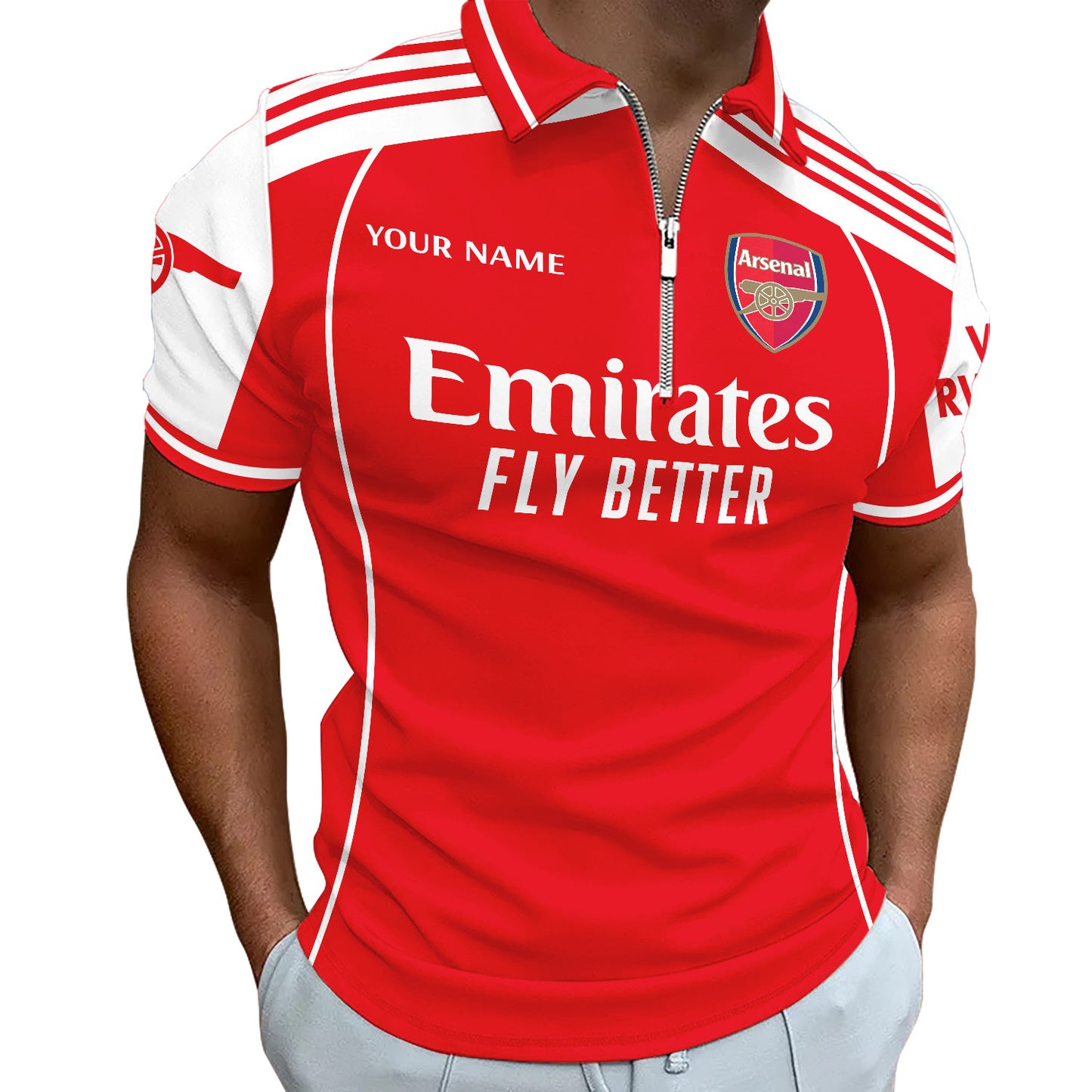 Personalized Arsenal Uniform 3D Full Printing Set , Arsenal Shirt , Zipper Polo, Hoodie , Short , Polo ,hawaii