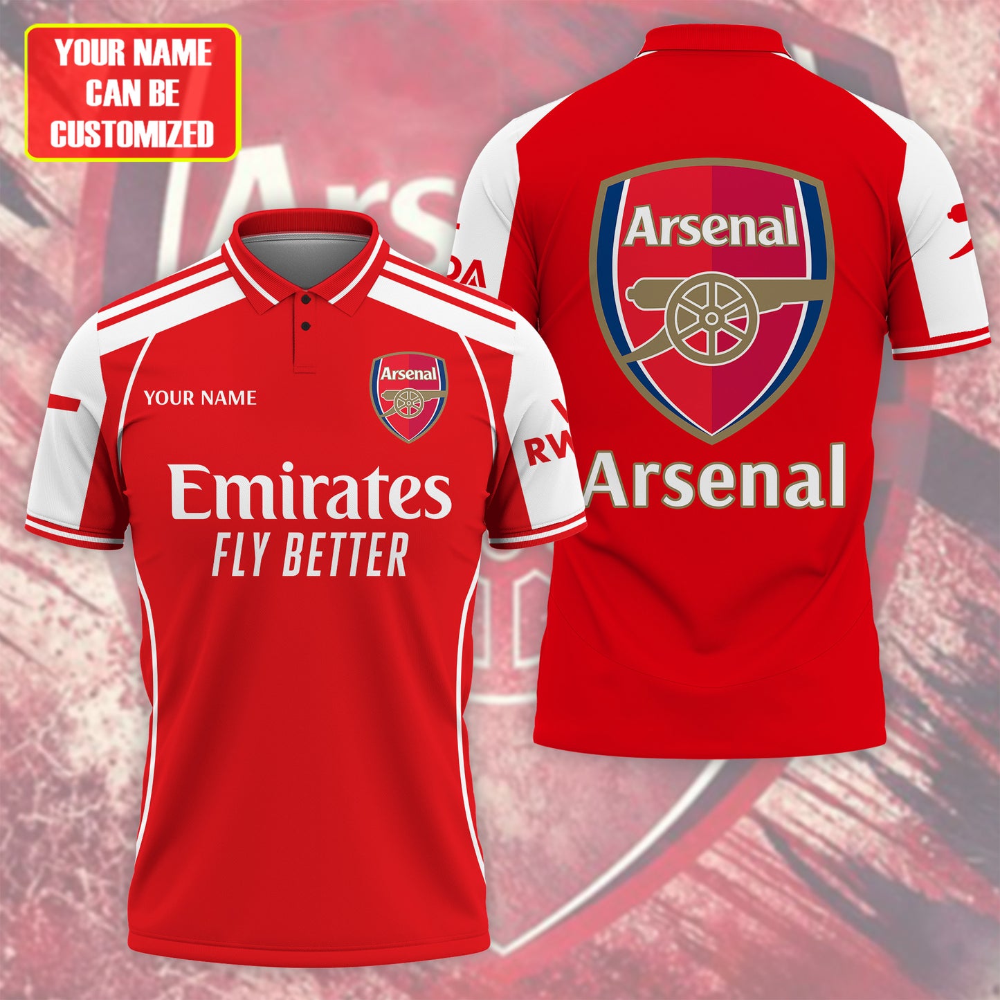 Personalized Arsenal Uniform 3D Full Printing Set , Arsenal Shirt , Zipper Polo, Hoodie , Short , Polo ,hawaii