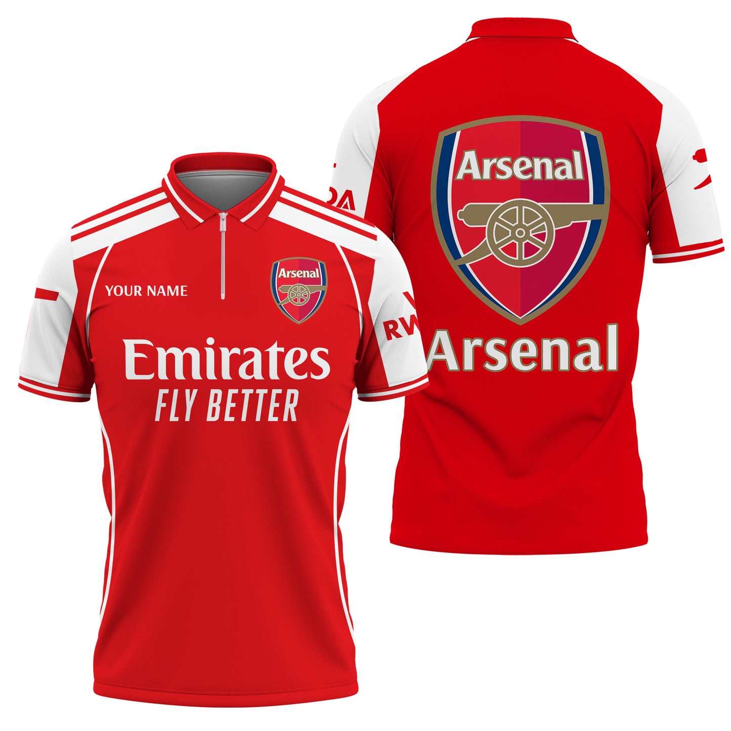 Personalized Arsenal Uniform 3D Full Printing Set , Arsenal Shirt , Zipper Polo, Hoodie , Short , Polo ,hawaii