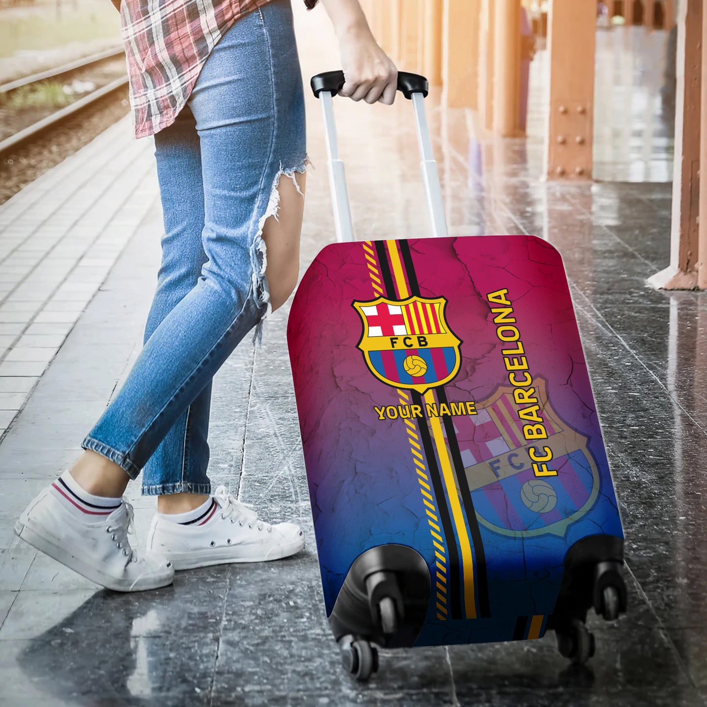 Personalized Barcelona FC Luggage Cover