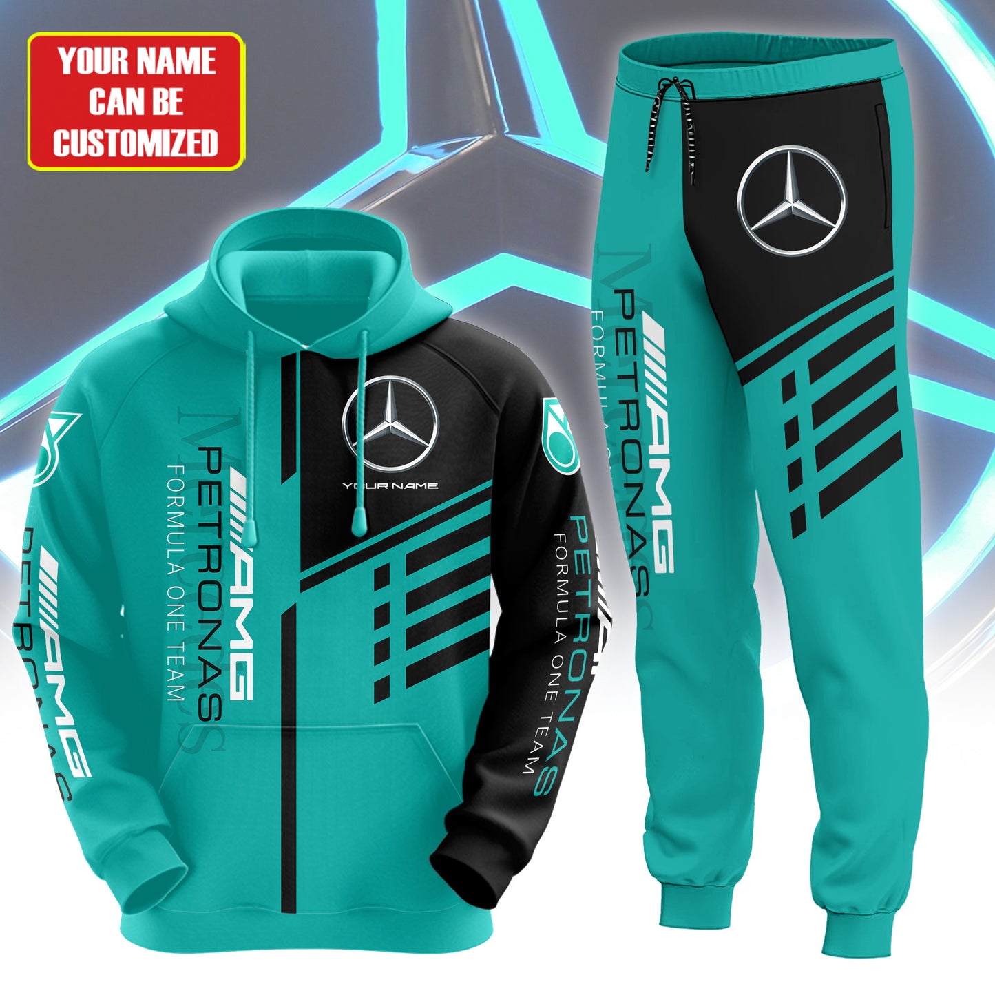 Personalized Merc AMG Petronas 3D All over Printed Hoodie and Sweatpants set V5