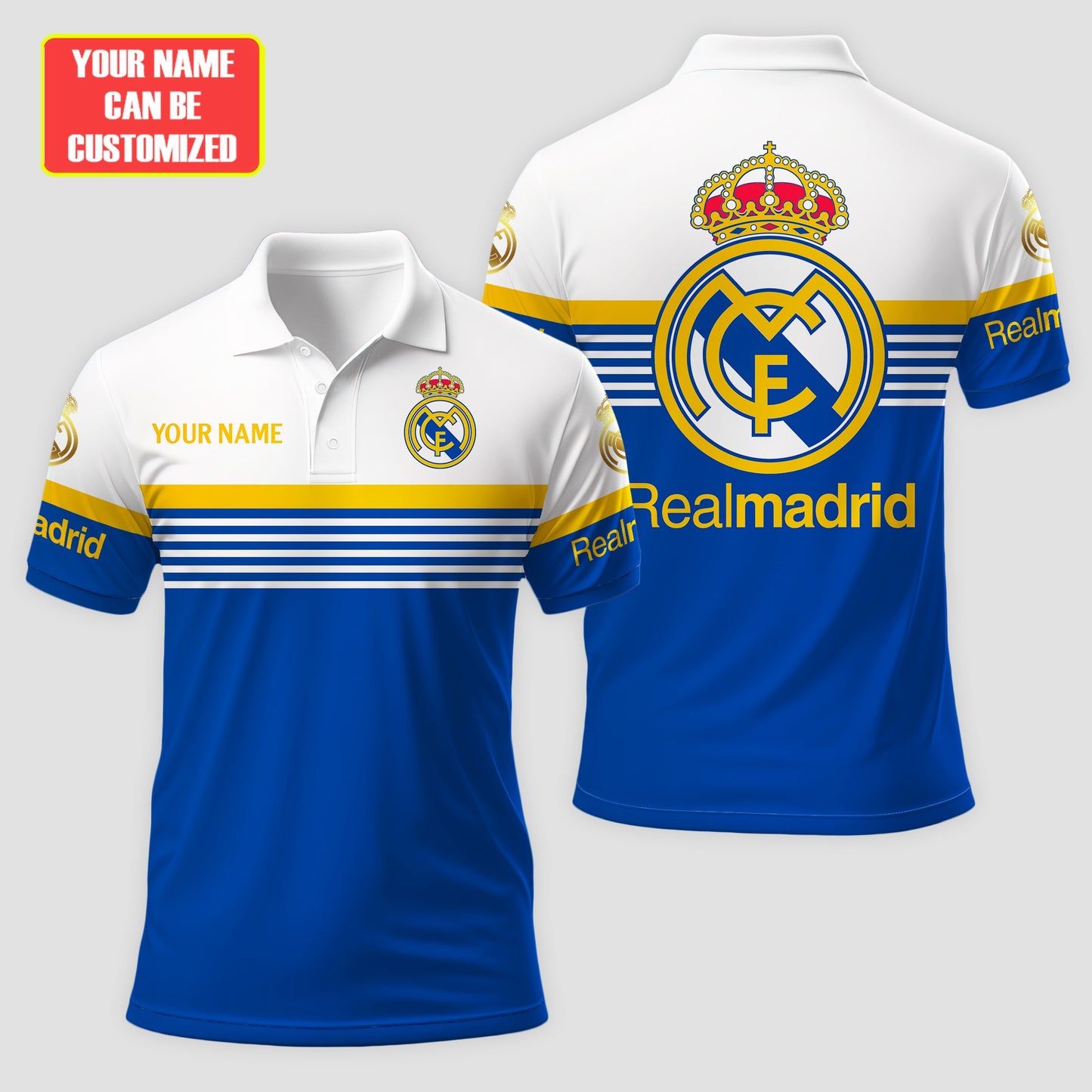 Personalized Real Madrid 3D Full Printing Set , Real Madrid Shirt , Real Madrid Set , Zipper Polo, Hoodie , Short , Polo , hawaii