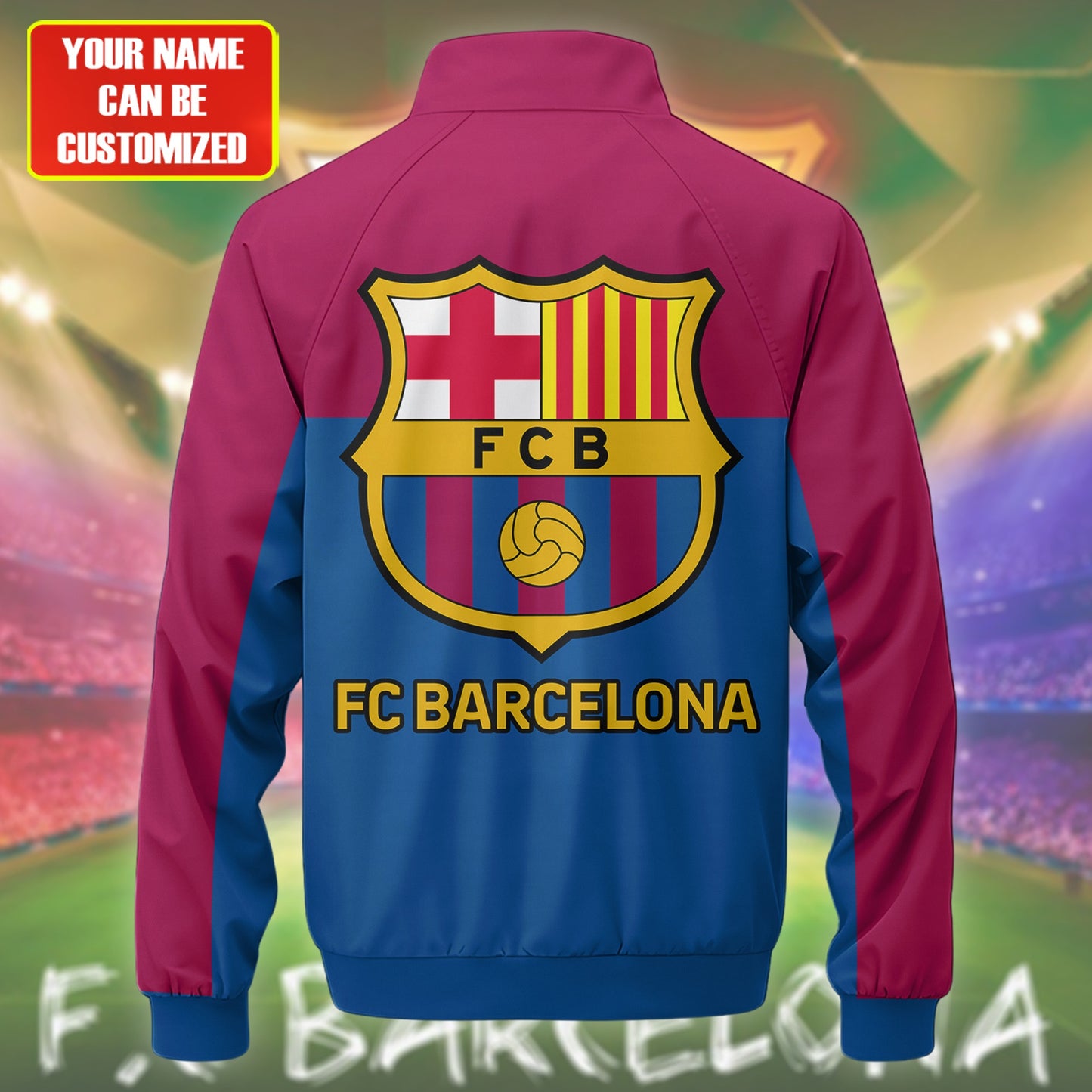 Personalized Barcelona Zipper Stand Collar Jacket & Sweatpants Set V2