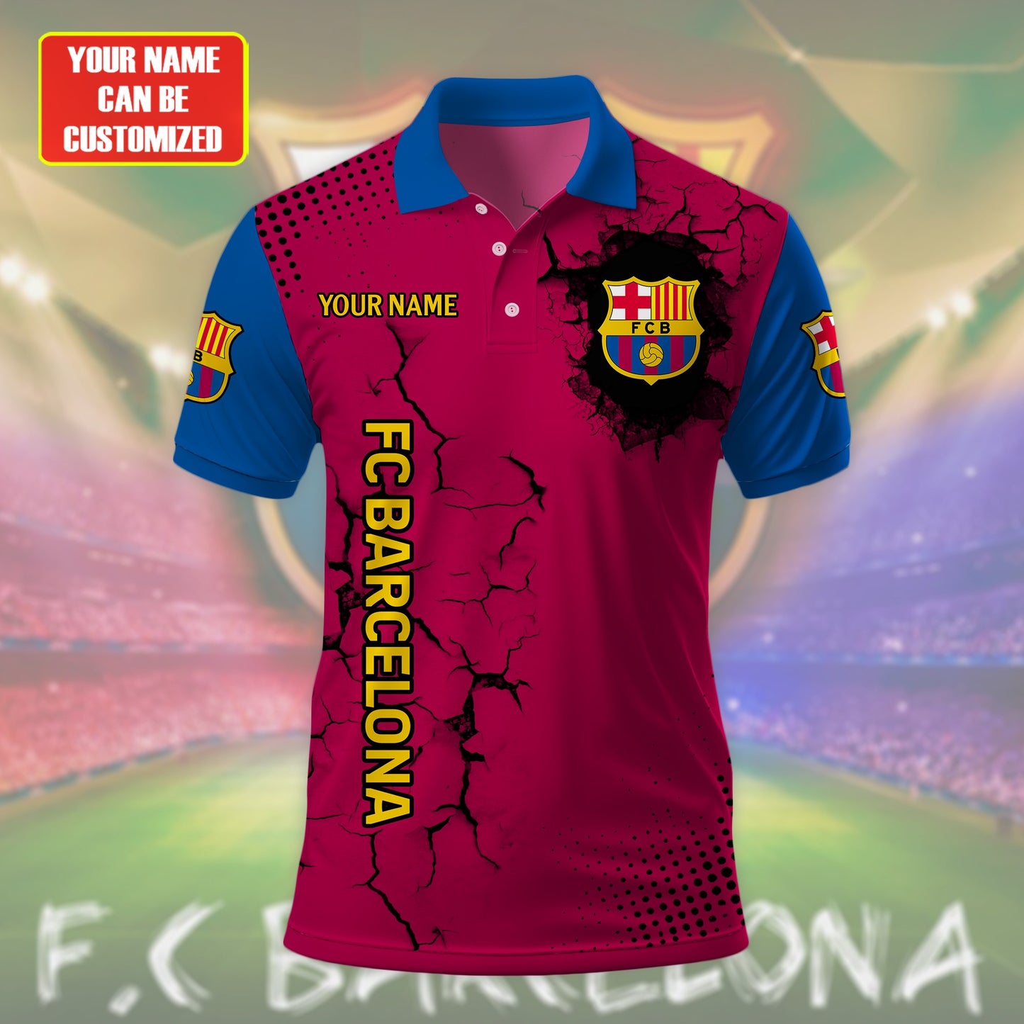 Personalized Barcelona Crack 3D Full Printing Set , Barcelona FC Shirt , Barcelona Set , Zipper Polo, Hoodie , Short , Polo , hawaii