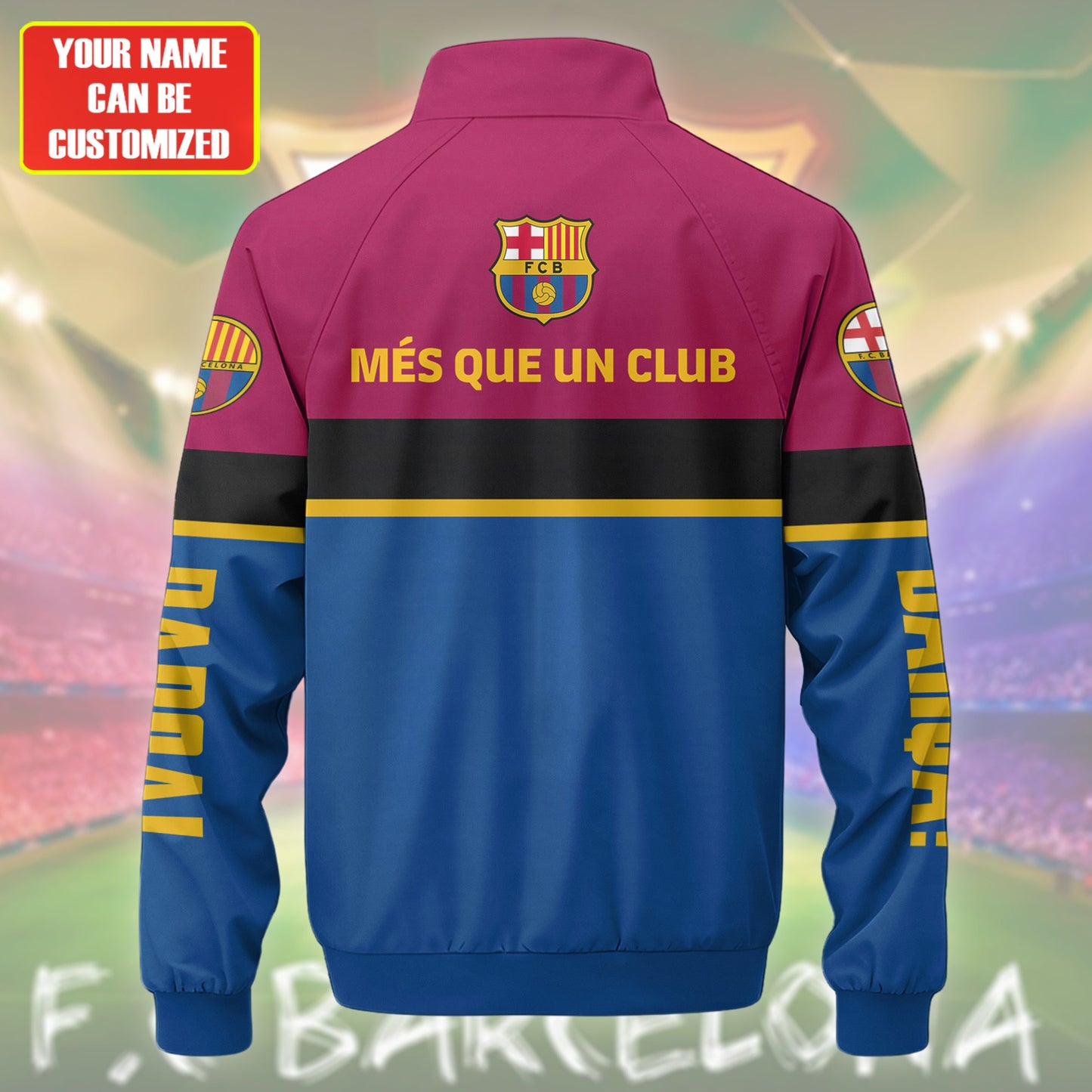 Personalized Barcelona Zipper Stand Collar Jacket & Sweatpants Set V3