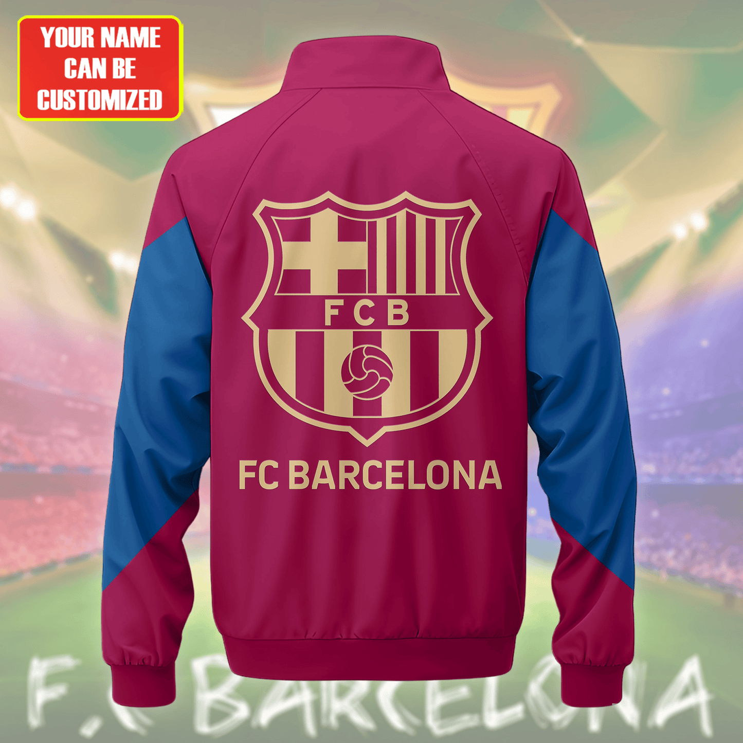 Personalized Barcelona Zipper Stand Collar Jacket & Sweatpants Set V4