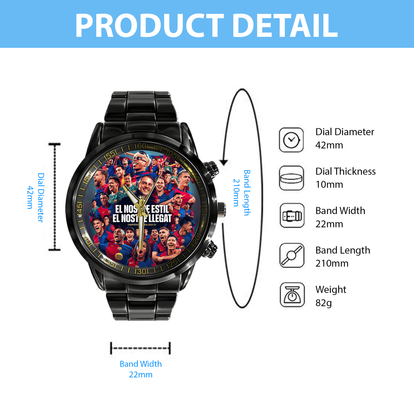 Barcelona Champions Luxury Stainless Steel Watch