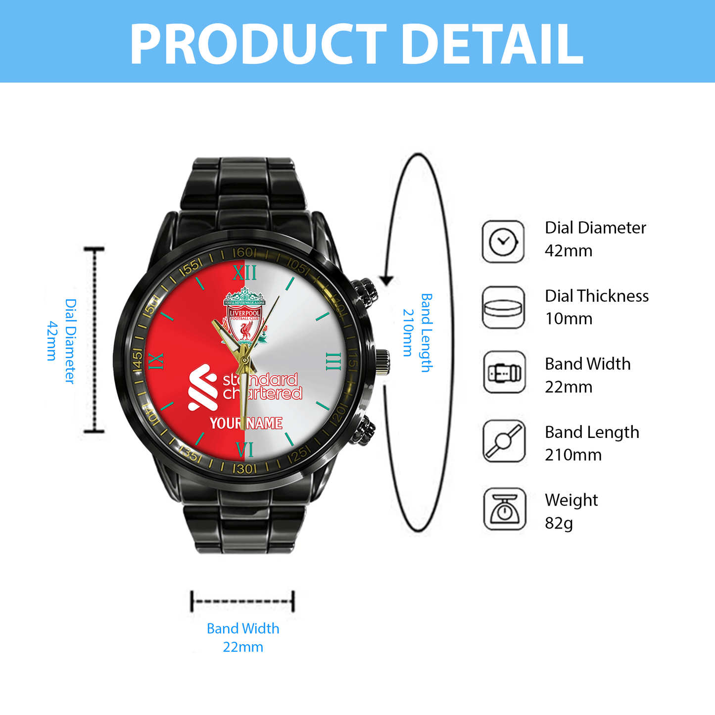 Liverpool FC Luxury Stainless Steel Watch