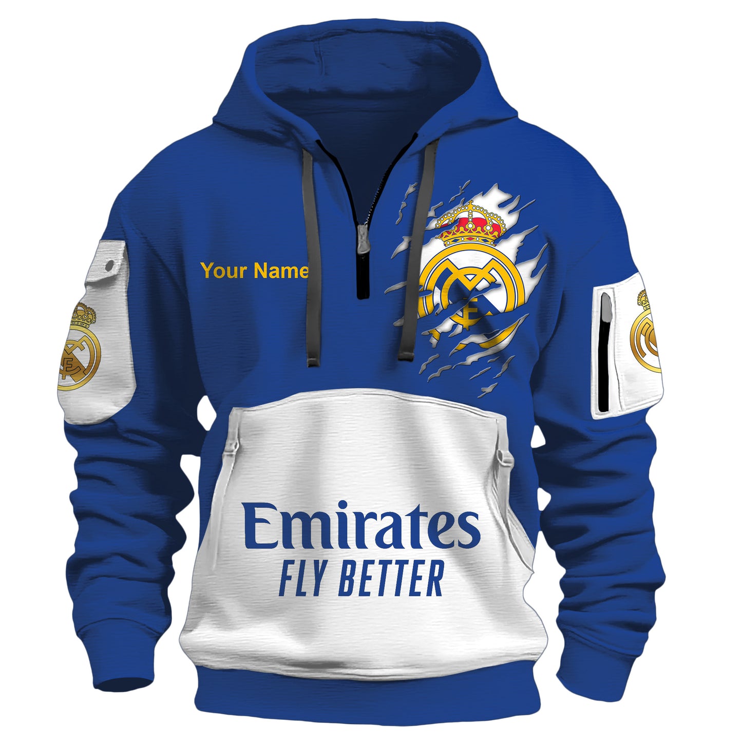 Personalized Real Madrid Tear 3D Zip-Hoodie Cotton Jacket