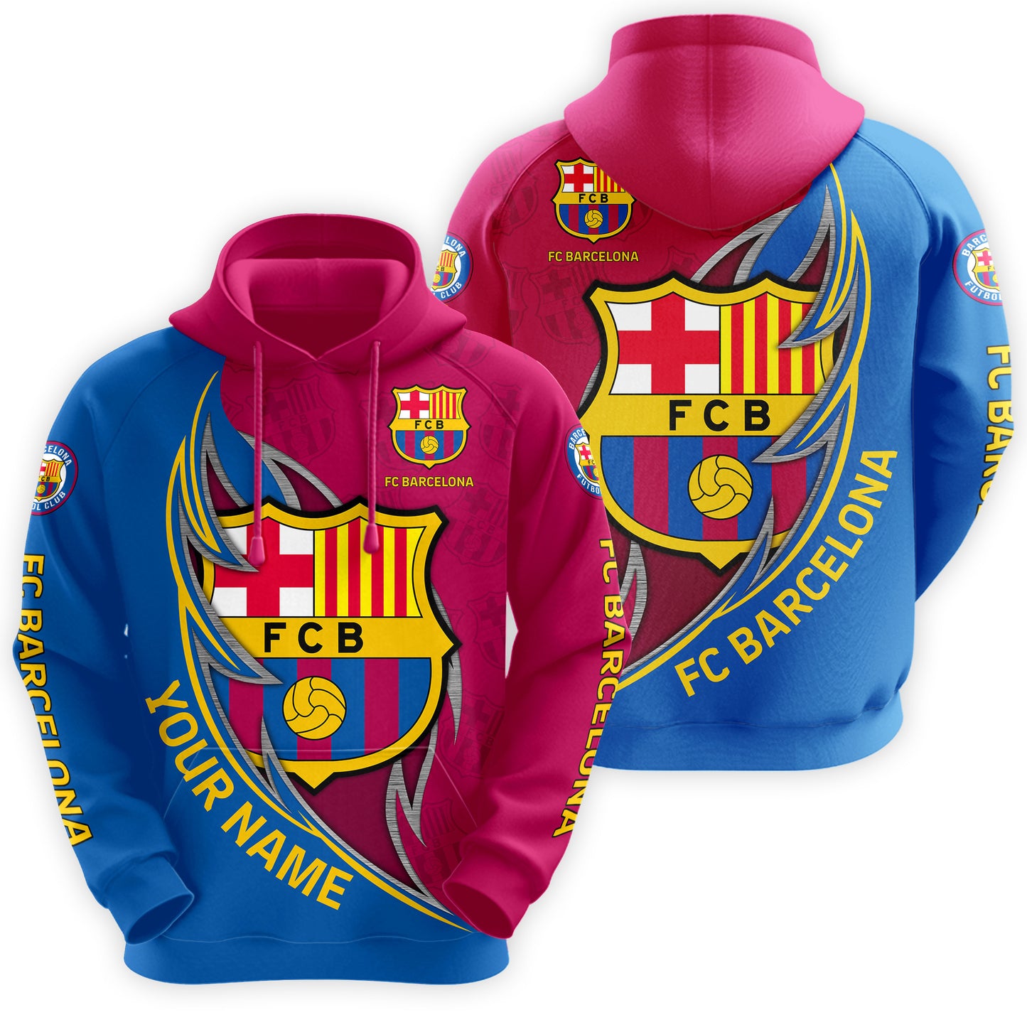 Personalized Barça Q22 3D All over Printed Hoodie and Sweatpants set