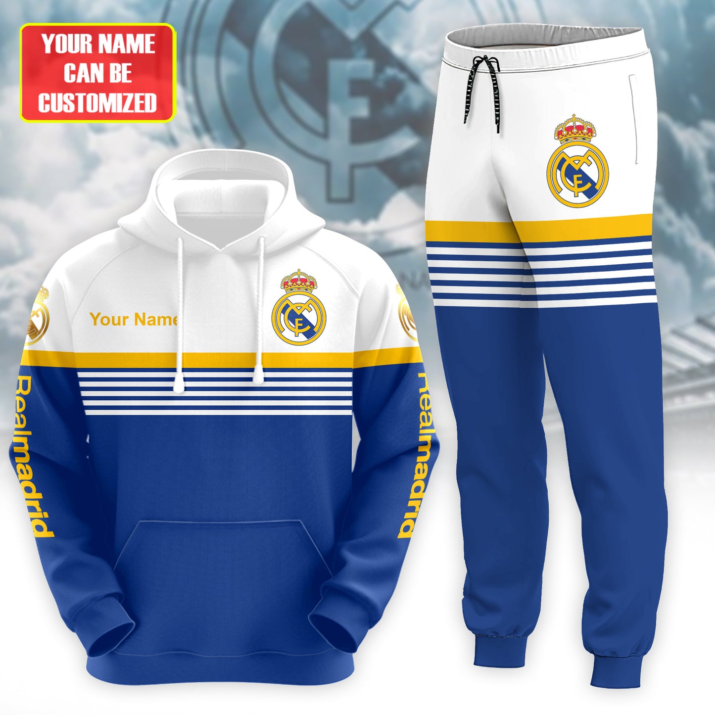 Personalized Real Madrid Q34 3D All over Printed Hoodie and Sweatpants set