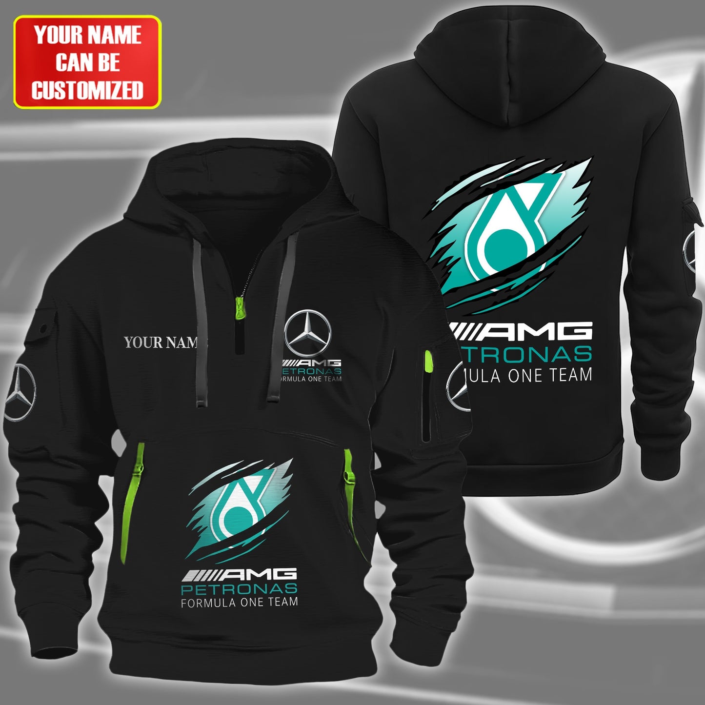 Personalized Merc AMG Petronas Tear Zip-Hoodie Cotton Jacket