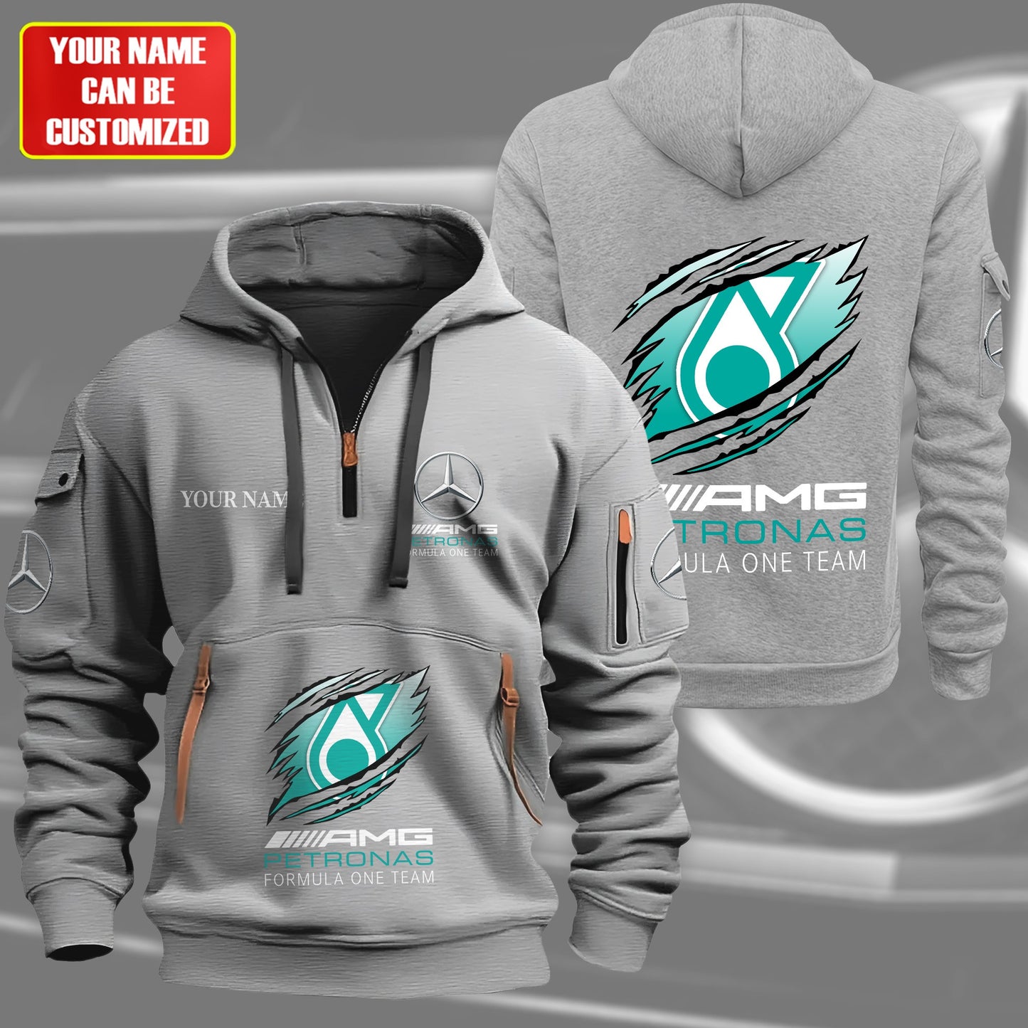 Personalized Merc AMG Petronas Tear Zip-Hoodie Cotton Jacket