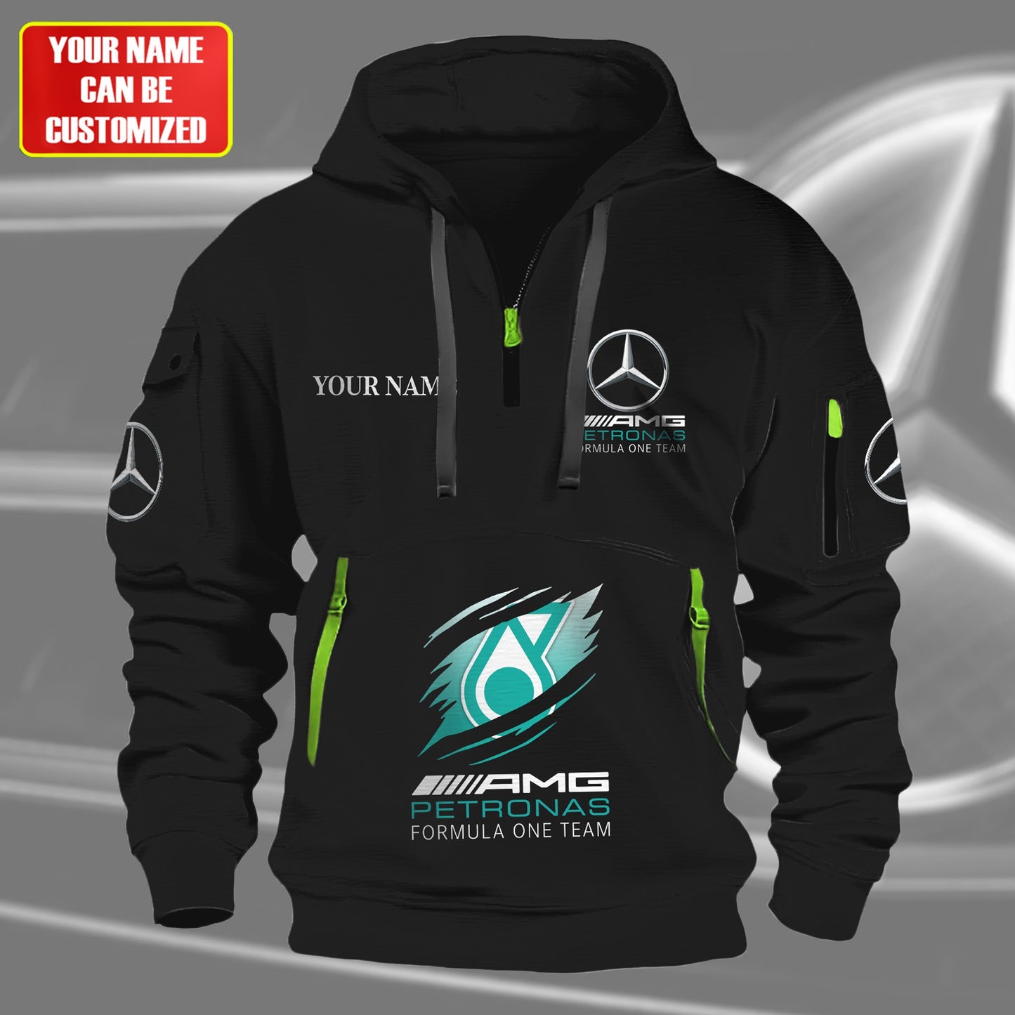 Personalized Merc AMG Petronas Tear Zip-Hoodie Cotton Jacket