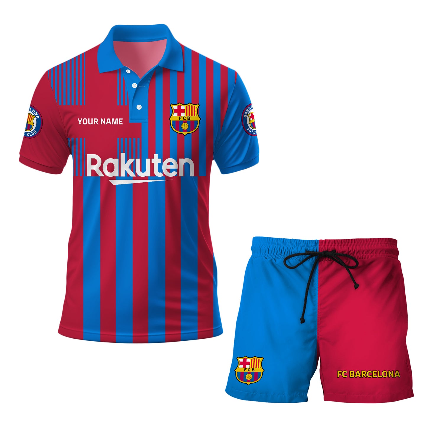 Personalized Barcelona FC 3D Full Printing Set , Barcelona FC Shirt , Barcelona Set , Zipper Polo, Hoodie , Short , Polo , hawaii V13