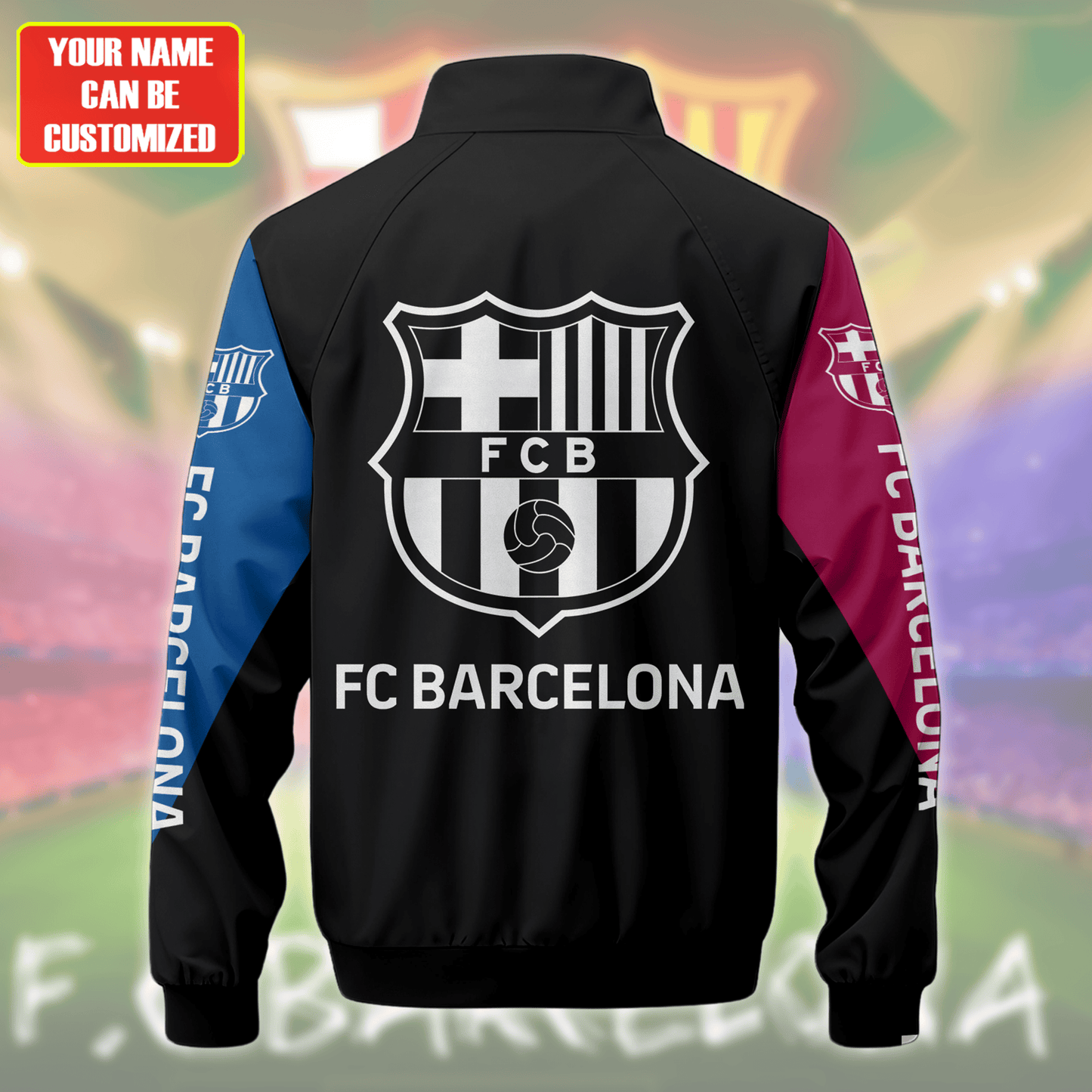 Personalized Barcelona Zipper Stand Collar Jacket & Sweatpants Set V5