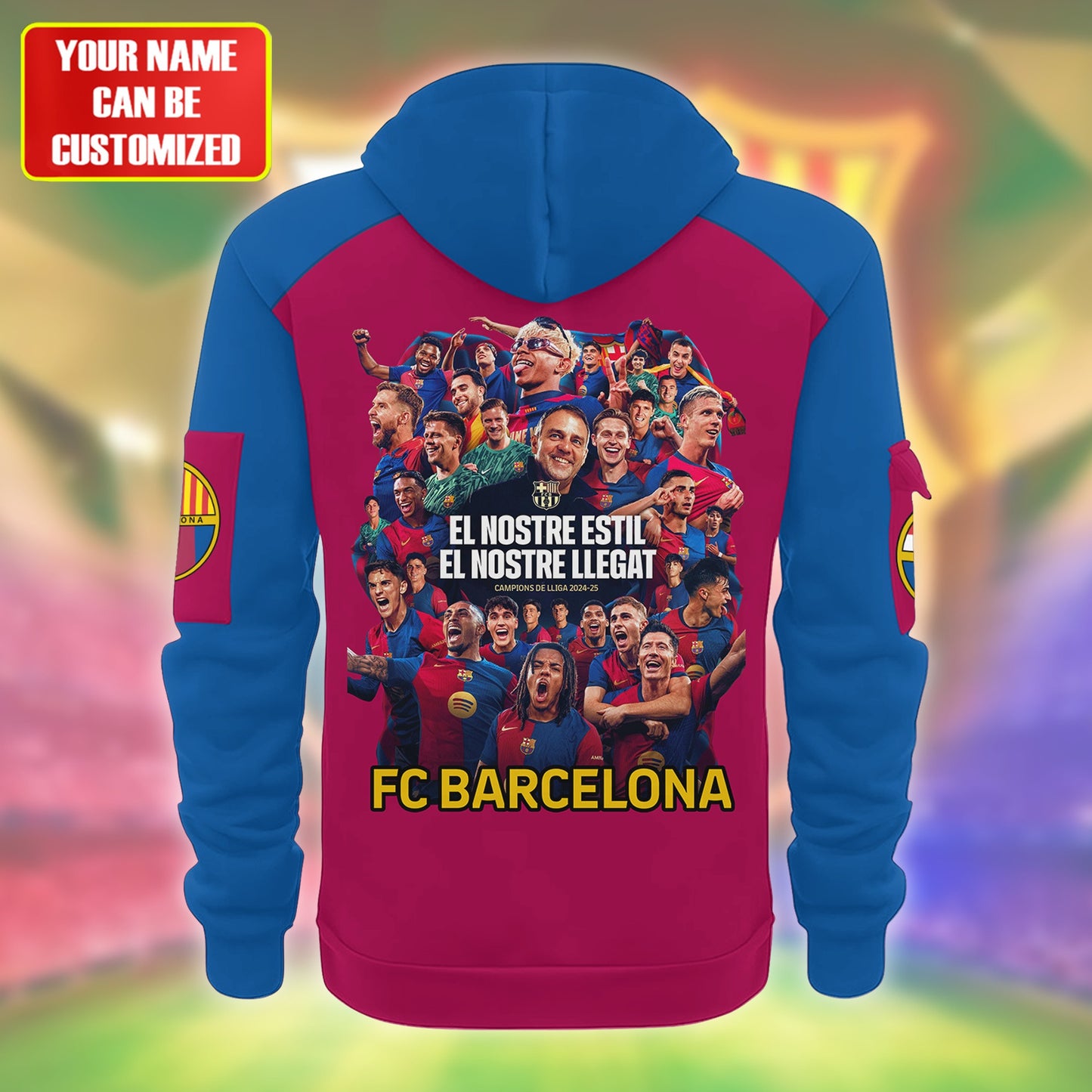 Personalized Barcelona Champions 3D Zip-Hoodie Cotton Jacket