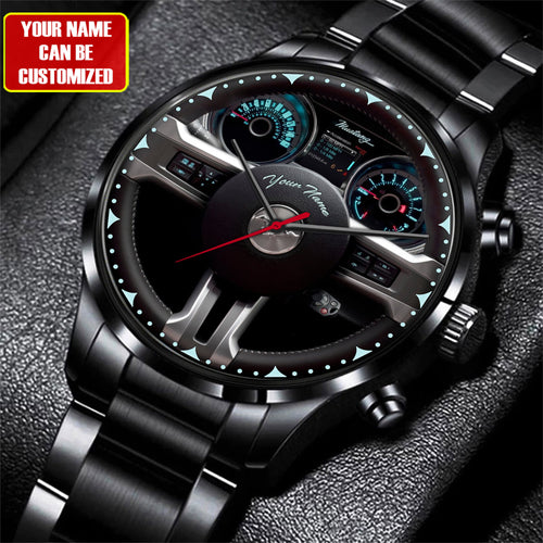 Personalized F Mustang Cockpit Luxury Stainless Steel Watch