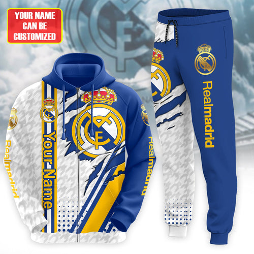 Personalized Real Madrid Tear 3D All over Printed Hoodie and Sweatpants set V2