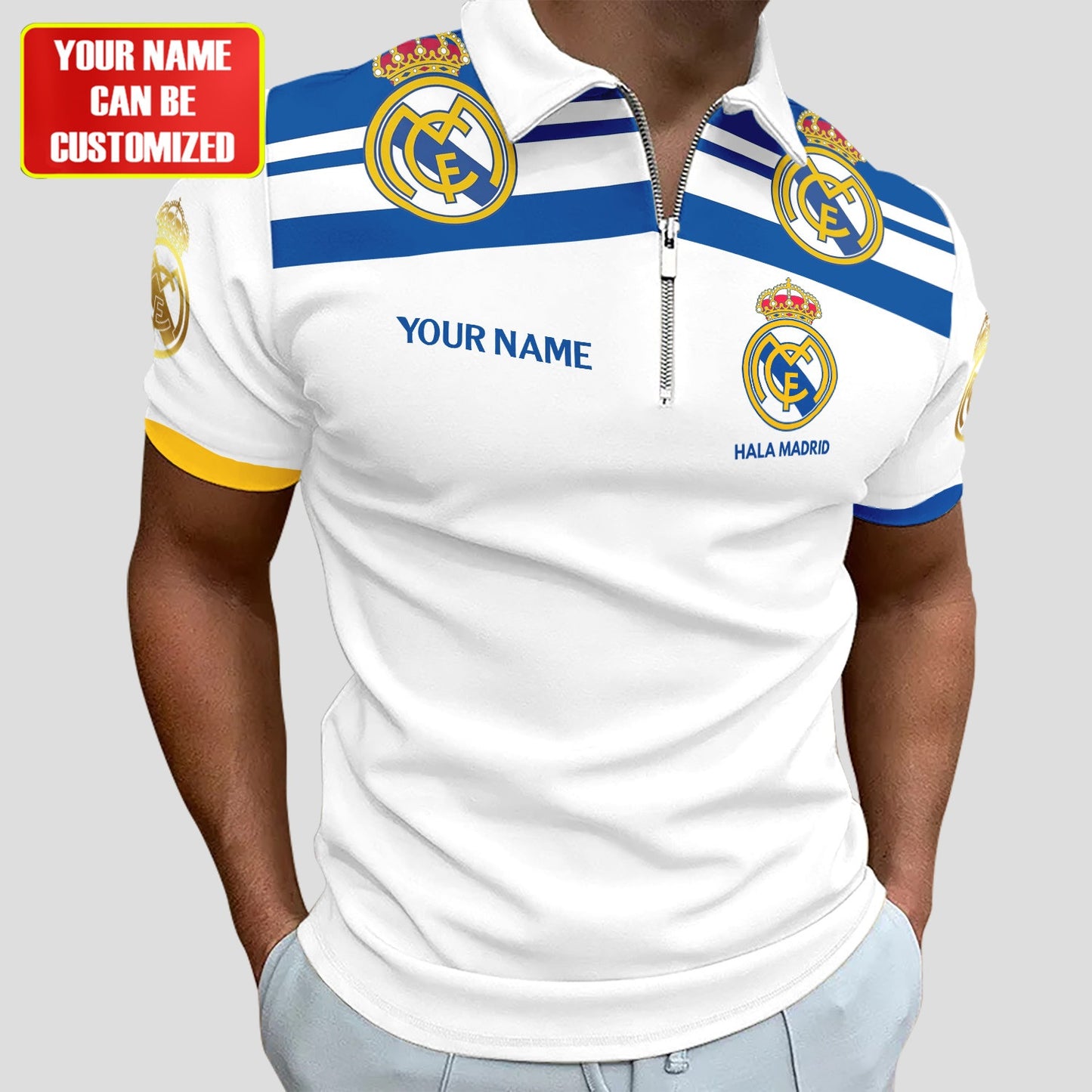 Personalized Real Madrid Q5 3D Full Printing Set , Real Madrid Q5 Shirt , Real Madrid Set , Zipper Polo, Hoodie , Short , Polo , hawaii