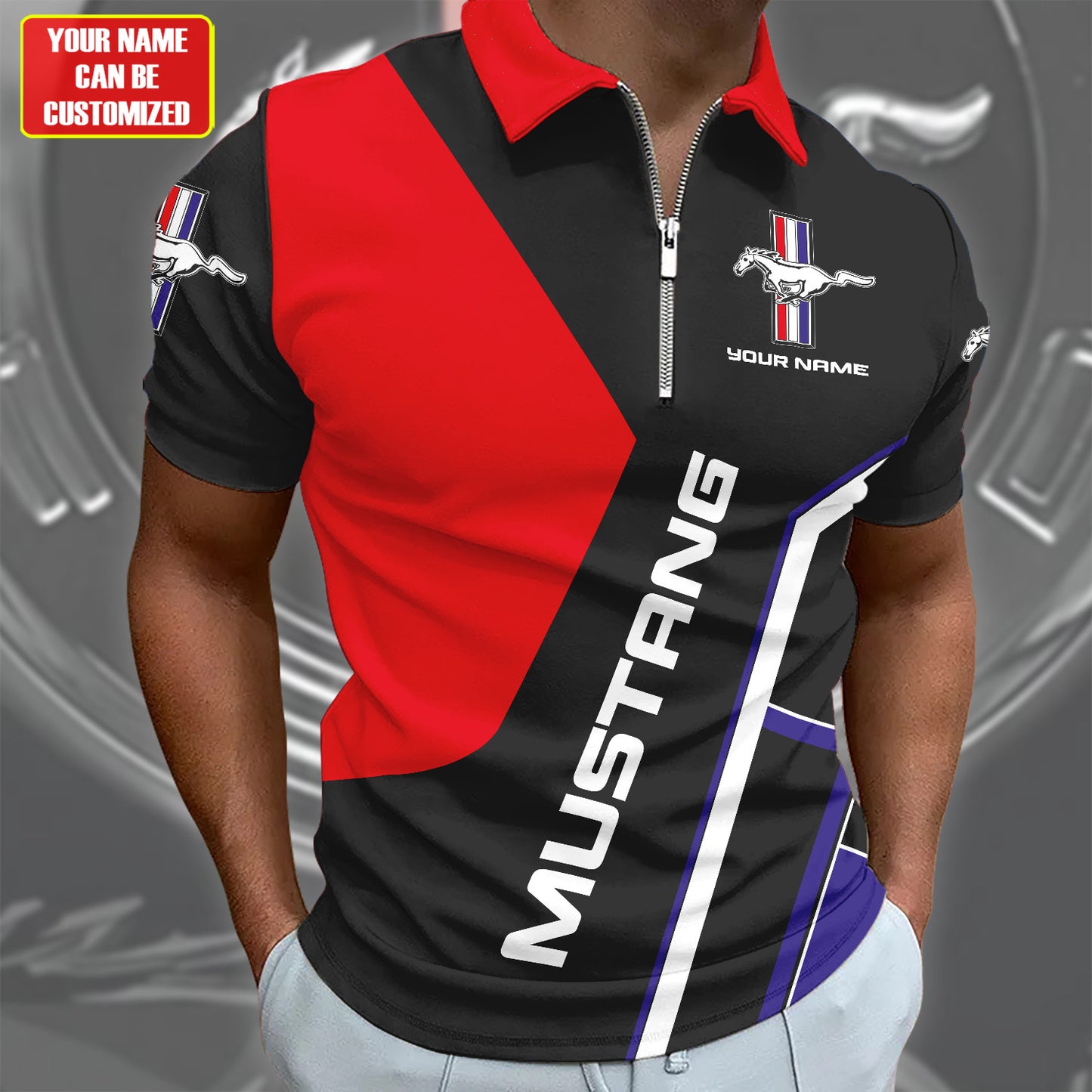 Personalized F Mustang 3D Full Printing Shirt , Zipper Polo, Hoodie , Short , Polo , hawaii