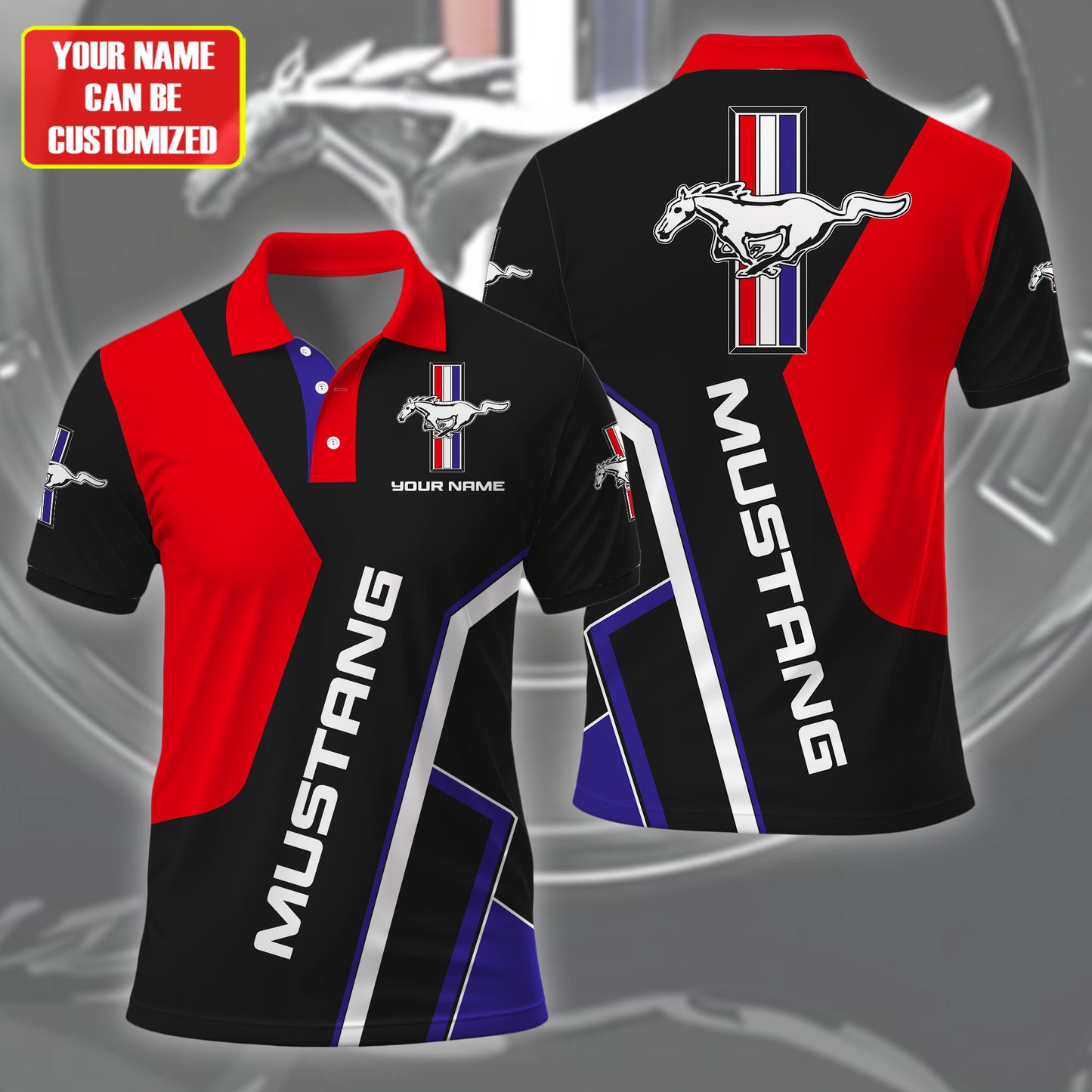 Personalized F Mustang 3D Full Printing Shirt , Zipper Polo, Hoodie , Short , Polo , hawaii