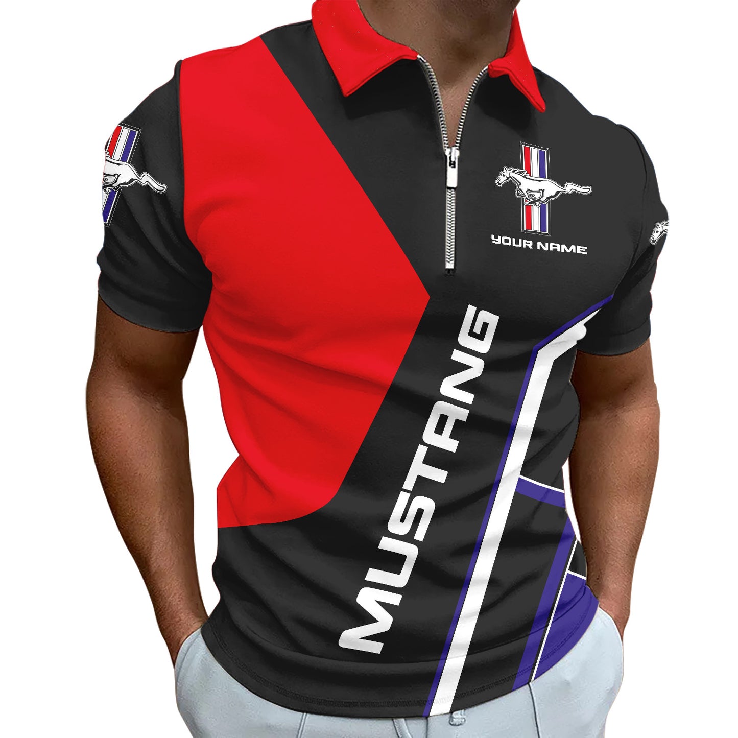 Personalized F Mustang 3D Full Printing Shirt , Zipper Polo, Hoodie , Short , Polo , hawaii