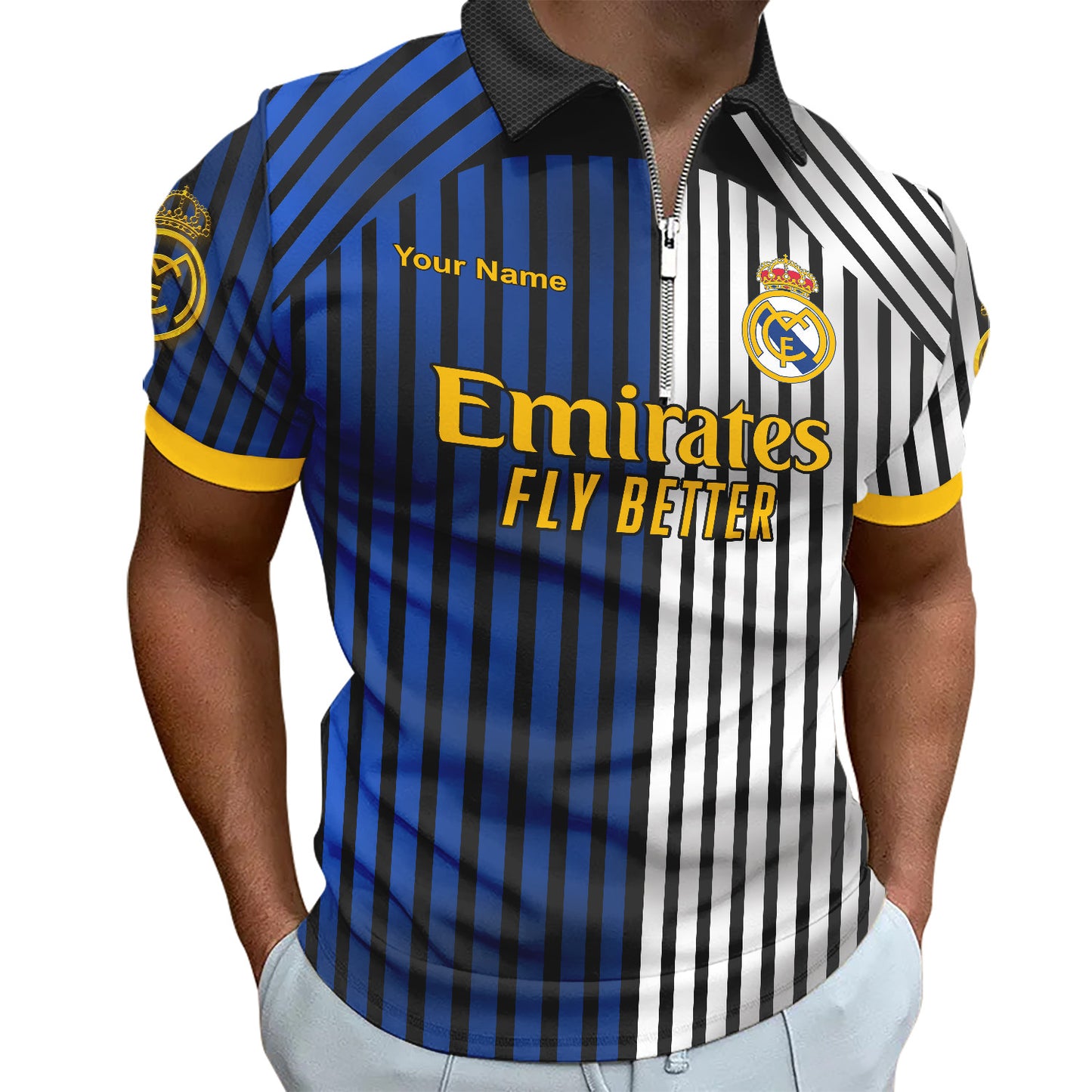 Personalized Real Madrid Q6 3D Full Printing Set , Real Madrid Q6 Shirt , Real Madrid Set , Zipper Polo, Hoodie , Short , Polo , hawaii