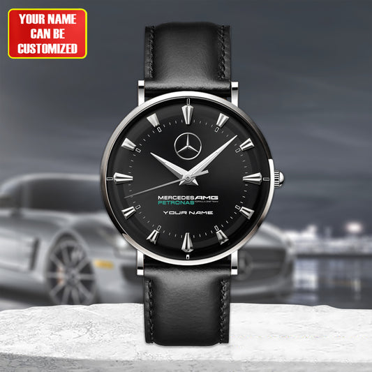 Personalized Merc AMG Petronas Quartz Leather Watch