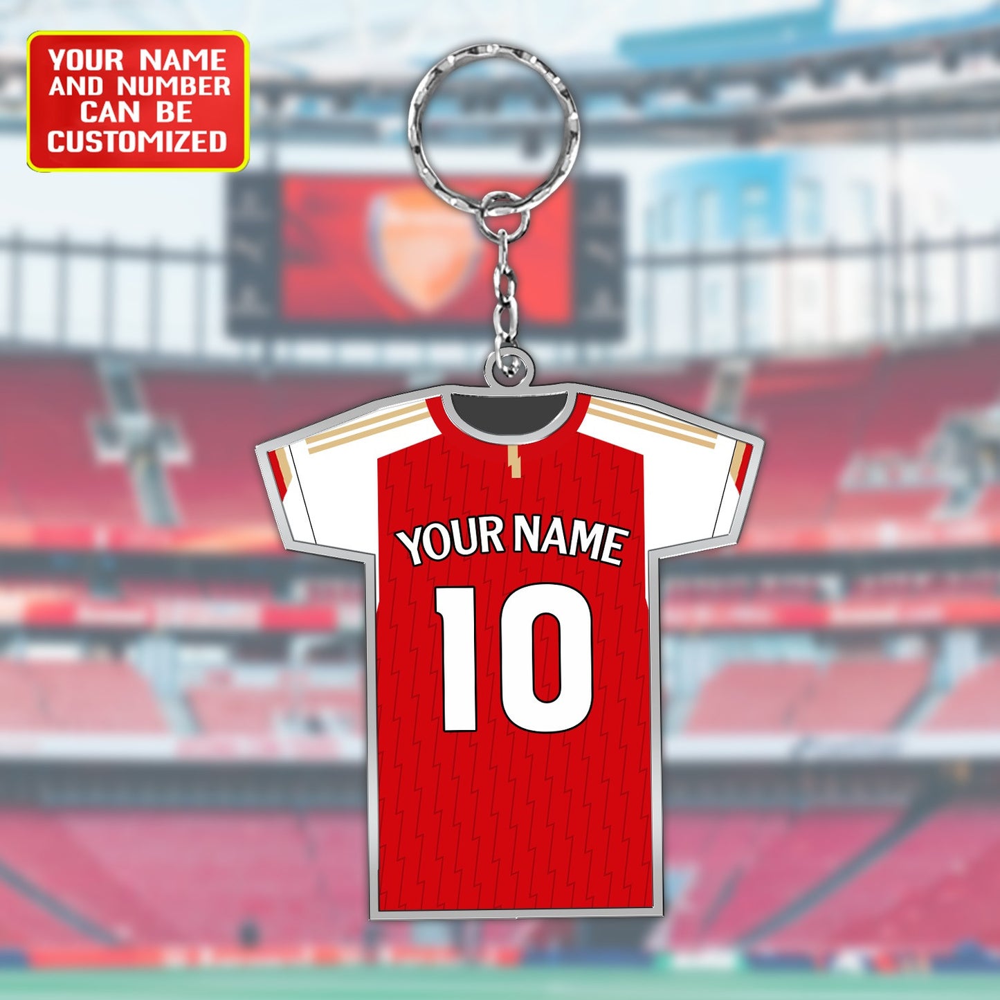 Personalized Football Shirt Keyring - Arsenal Fan Keyring, Football Keychain